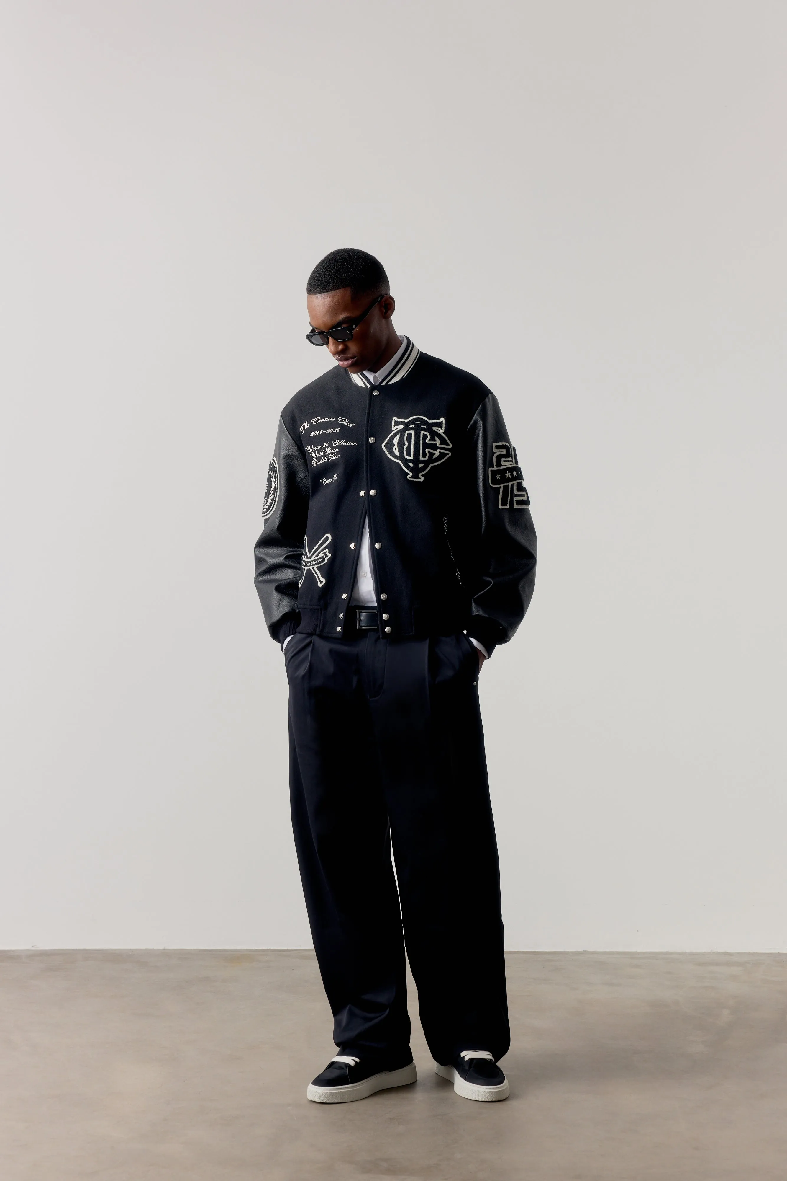 MULTI BADGE VARSITY JACKET - BLACK sold by The Couture Club product image thumbnail 3