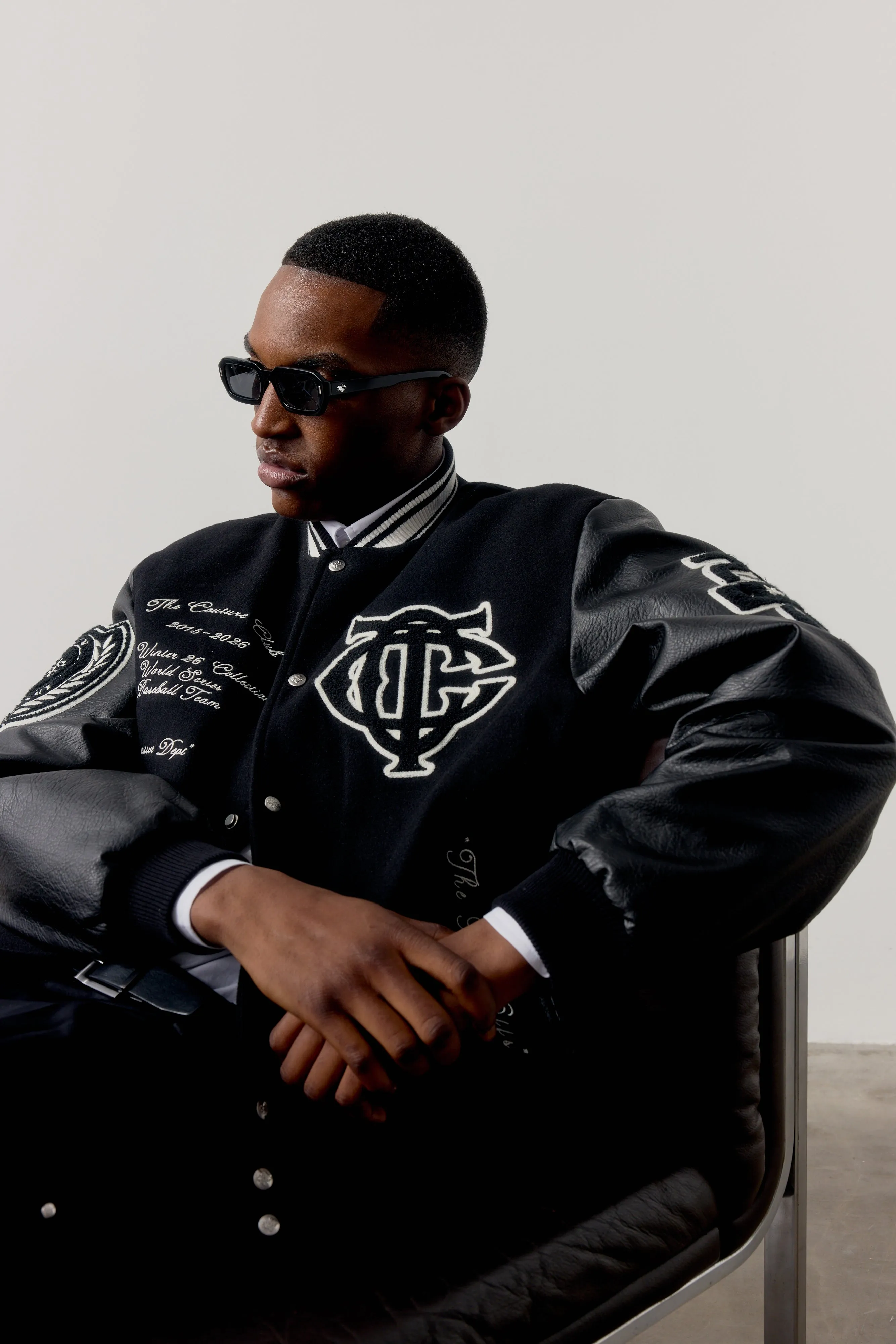 MULTI BADGE VARSITY JACKET - BLACK sold by The Couture Club product image thumbnail 4