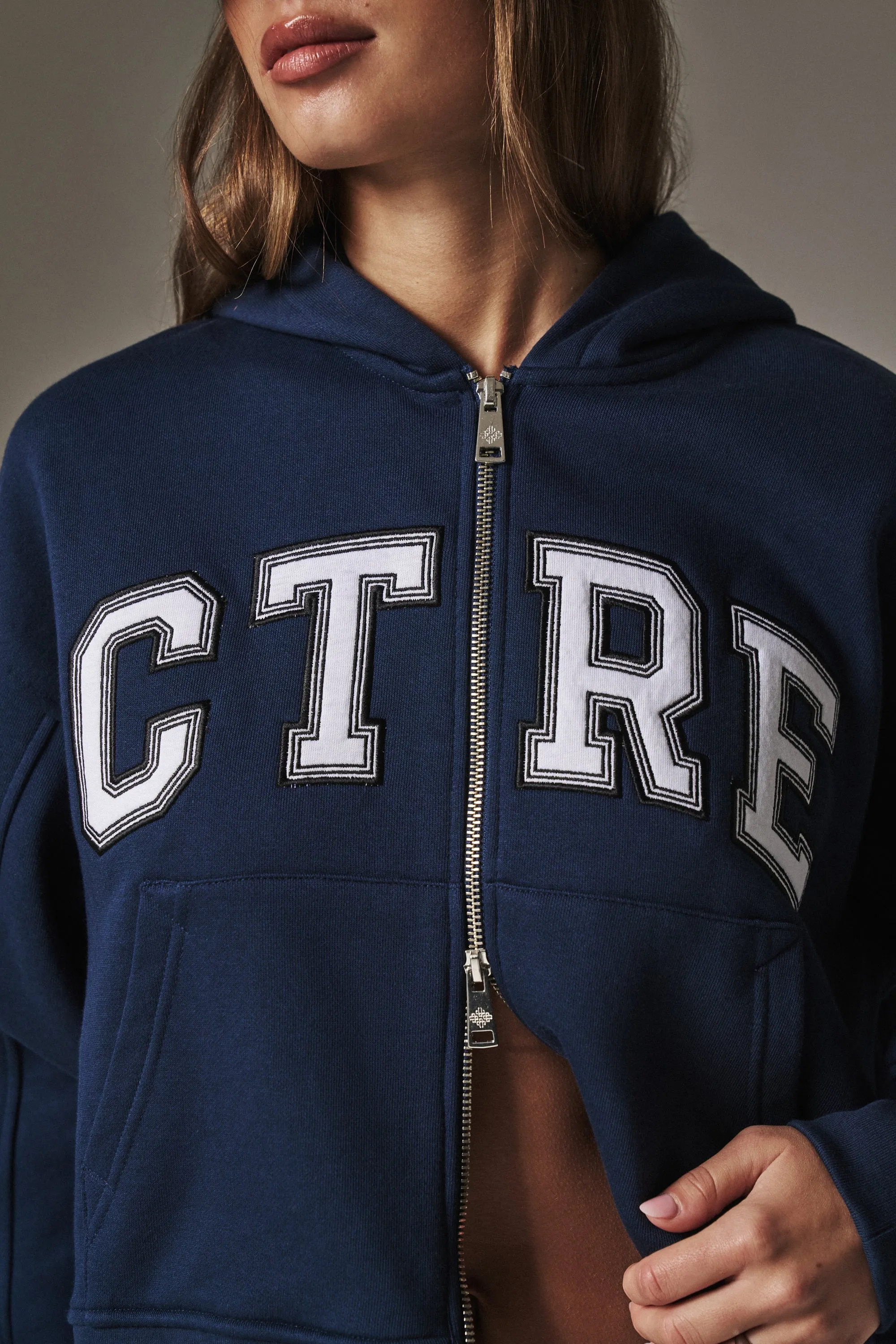 CTRE APPLIQUE ZIP THROUGH HOODIE - NAVY sold by The Couture Club product image thumbnail 5