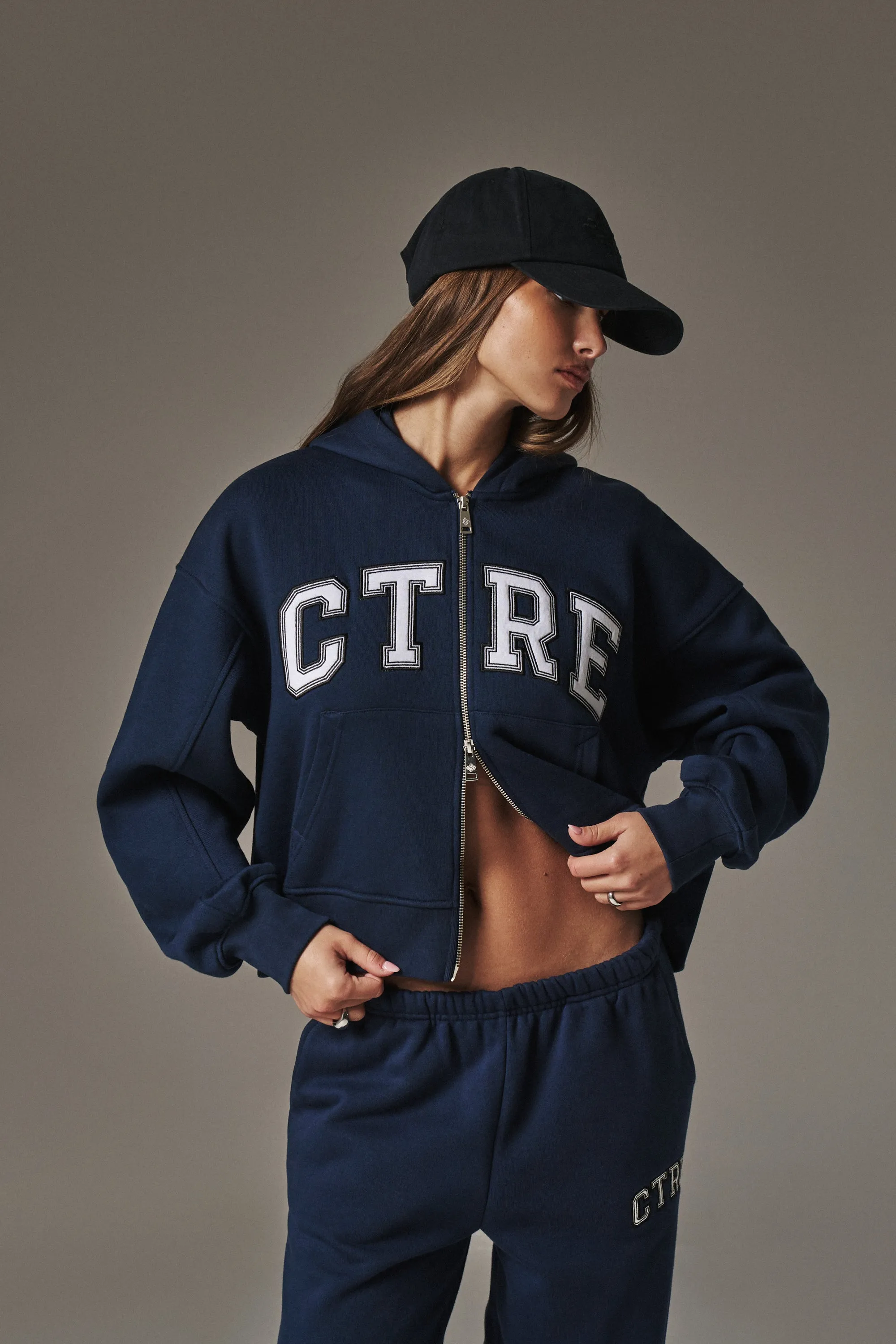 CTRE APPLIQUE ZIP THROUGH HOODIE - NAVY sold by The Couture Club product image thumbnail 4