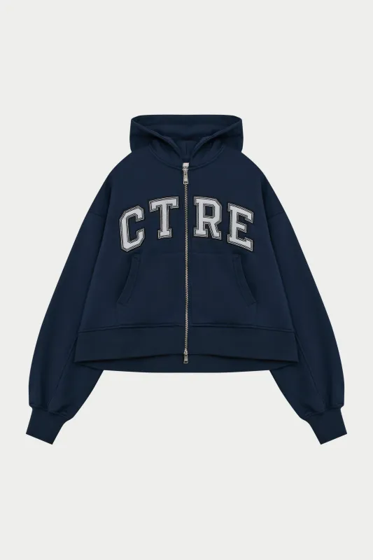 CTRE APPLIQUE ZIP THROUGH HOODIE - NAVY made by The Couture Club