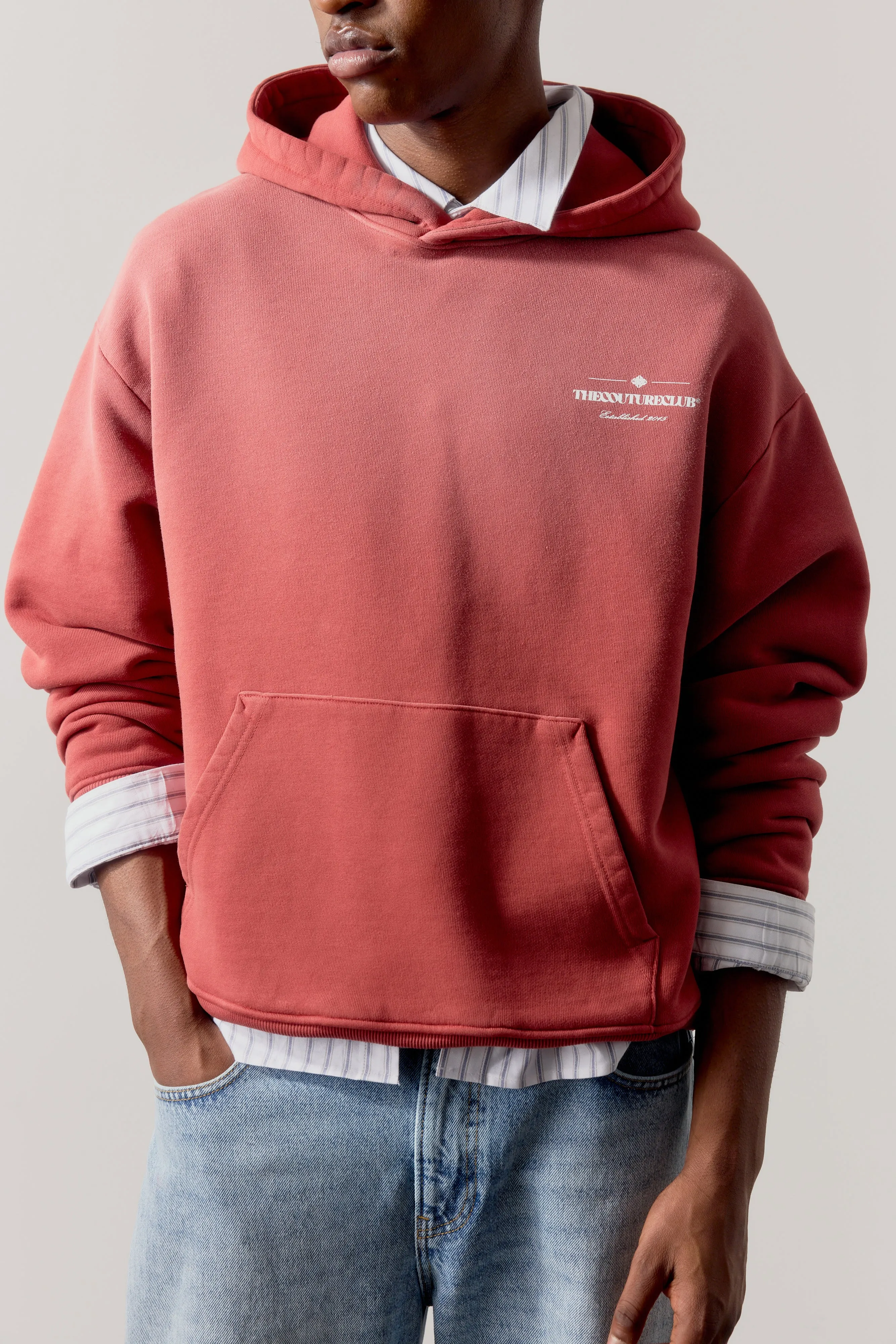 SPRAY WASH COPYRIGHT MULTI GRAPHIC HOODIE - RED sold by The Couture Club product image thumbnail 5