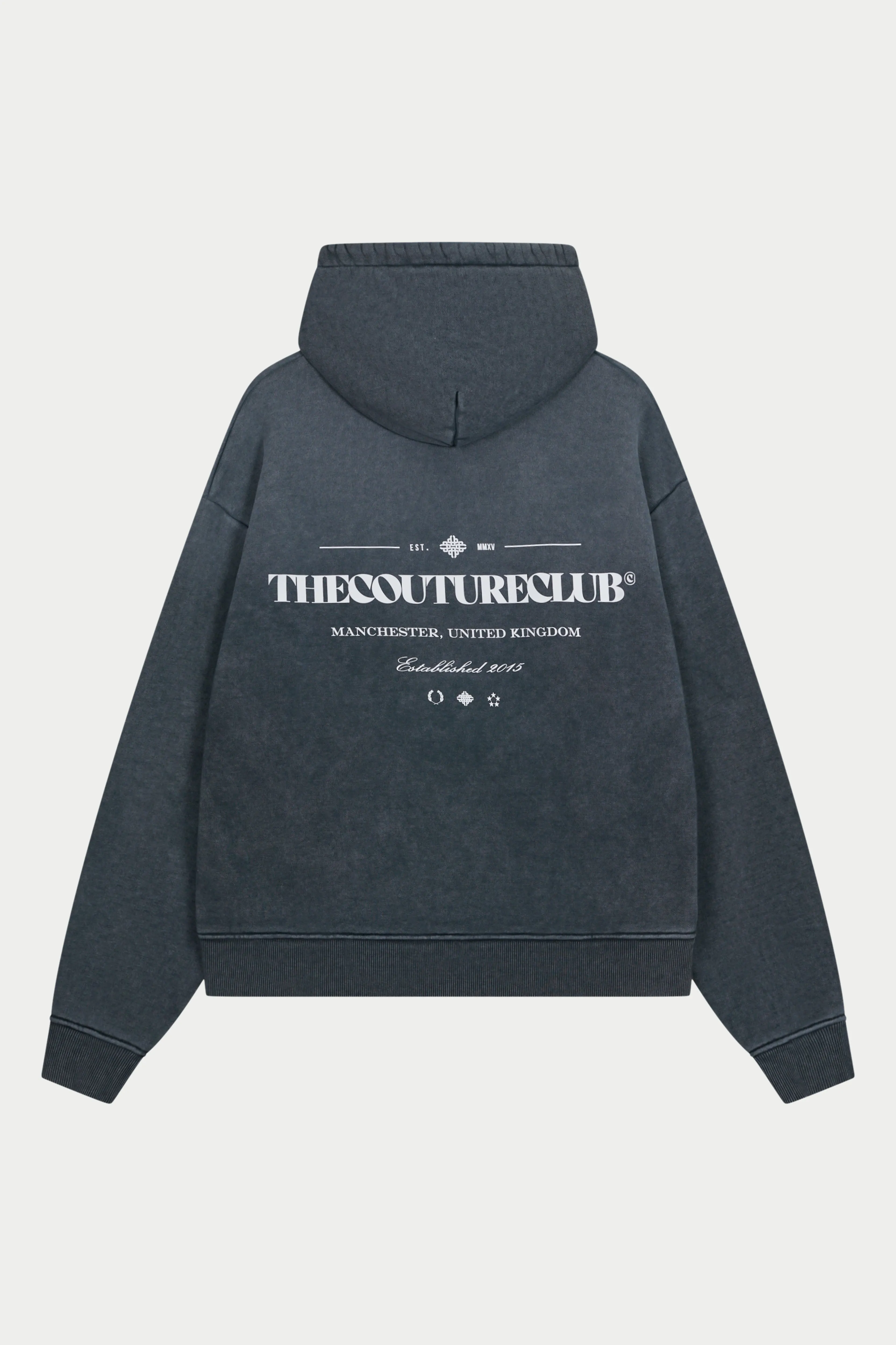 SPRAY WASH COPYRIGHT MULTI GRAPHIC HOODIE - BLACK sold by The Couture Club