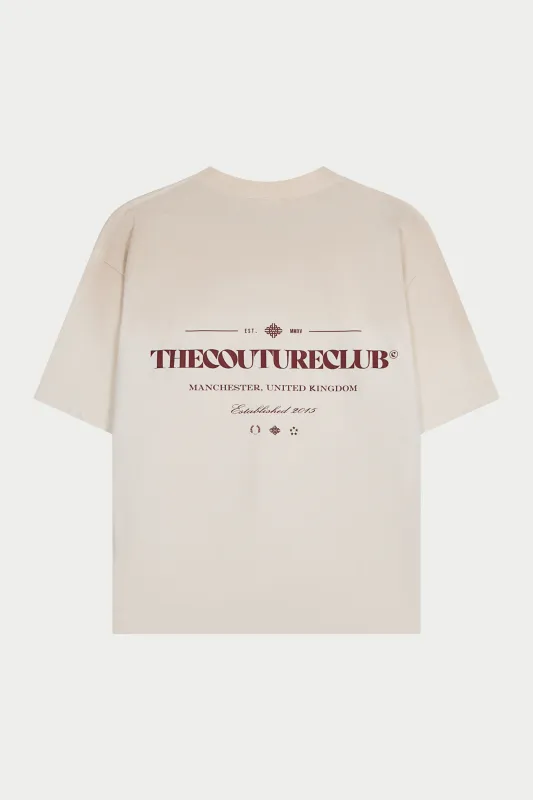 SPRAY WASH COPYRIGHT MULTI GRAPHIC T-SHIRT - OFF WHITE sold by The Couture Club