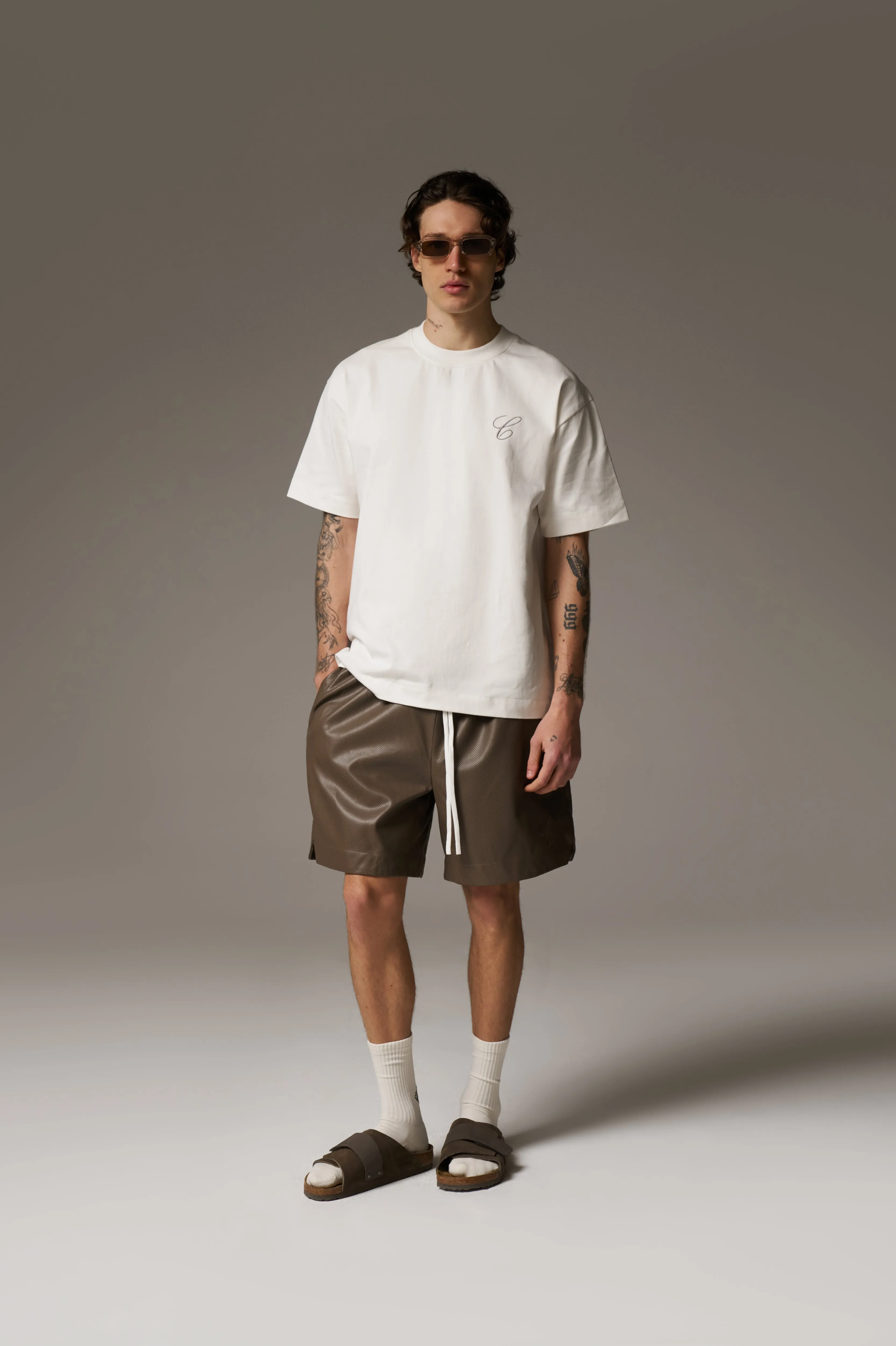 SCRIPT EMBROIDERED T-SHIRT - OFF WHITE sold by The Couture Club product image thumbnail 3
