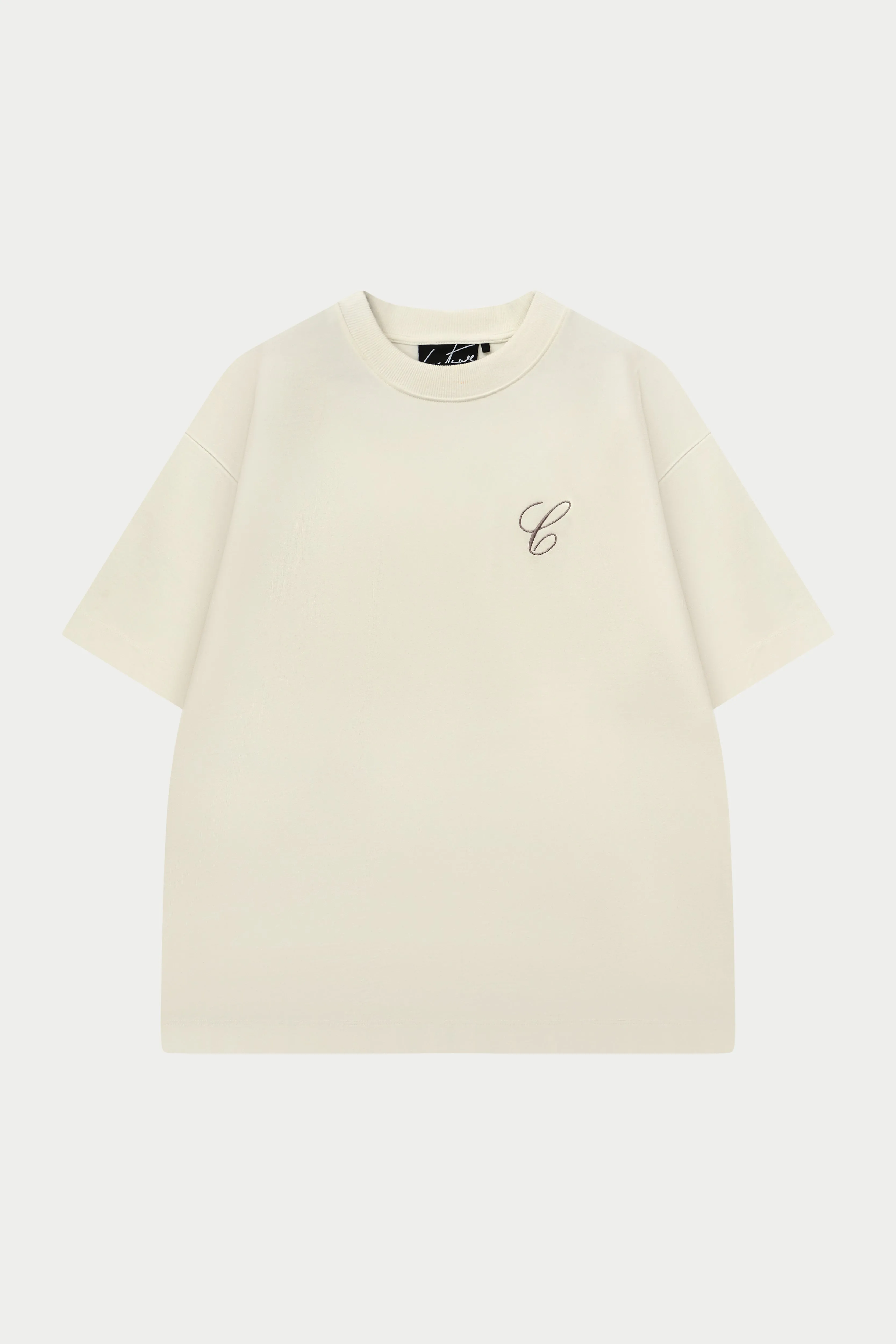 SCRIPT EMBROIDERED T-SHIRT - OFF WHITE sold by The Couture Club