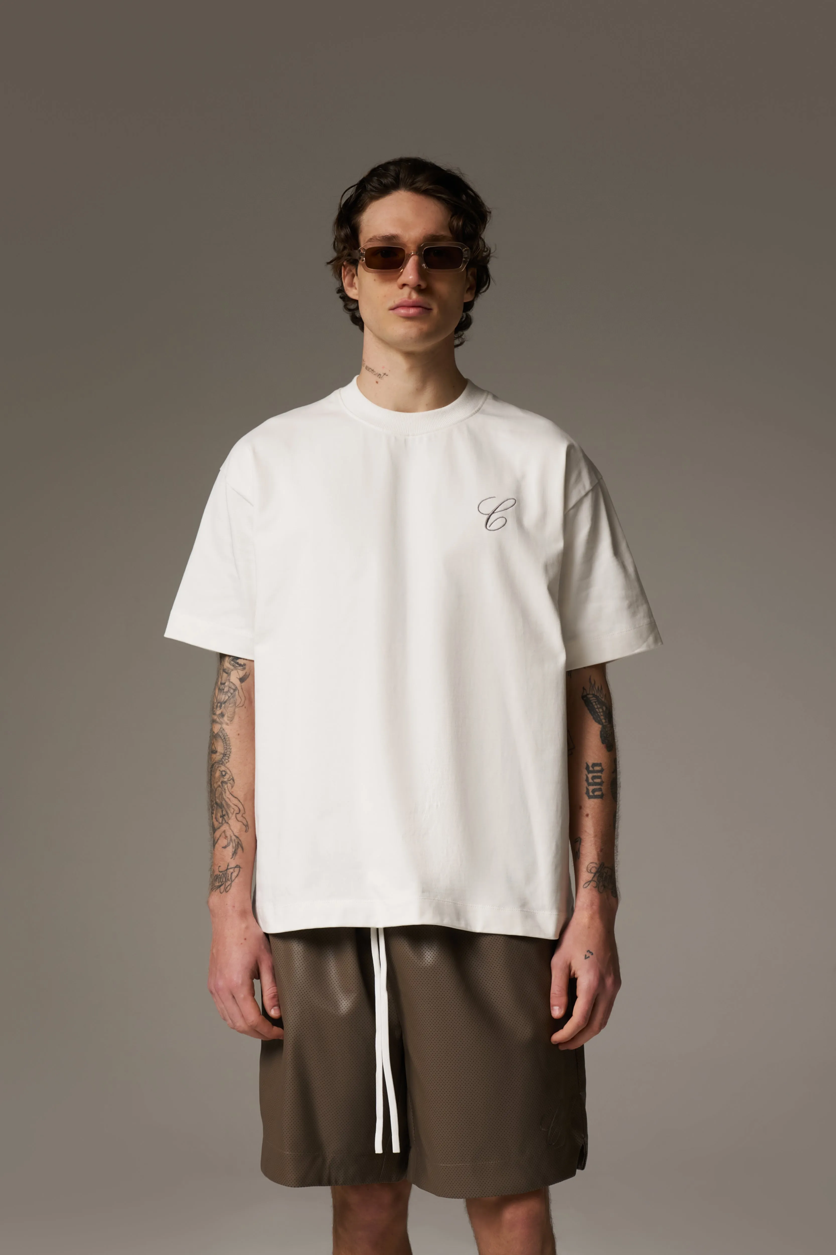 SCRIPT EMBROIDERED T-SHIRT - OFF WHITE sold by The Couture Club product image thumbnail 2