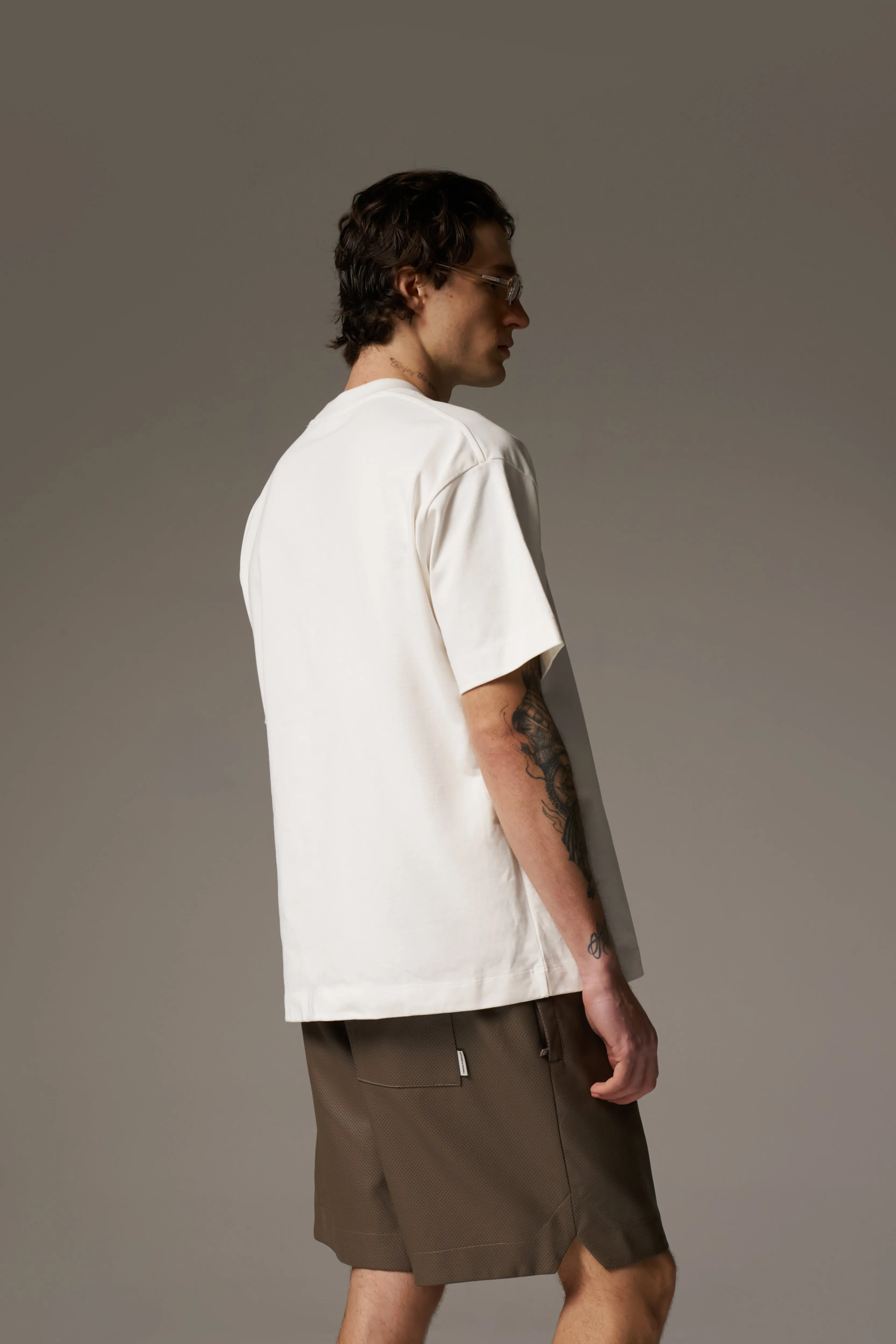 SCRIPT EMBROIDERED T-SHIRT - OFF WHITE sold by The Couture Club product image thumbnail 5