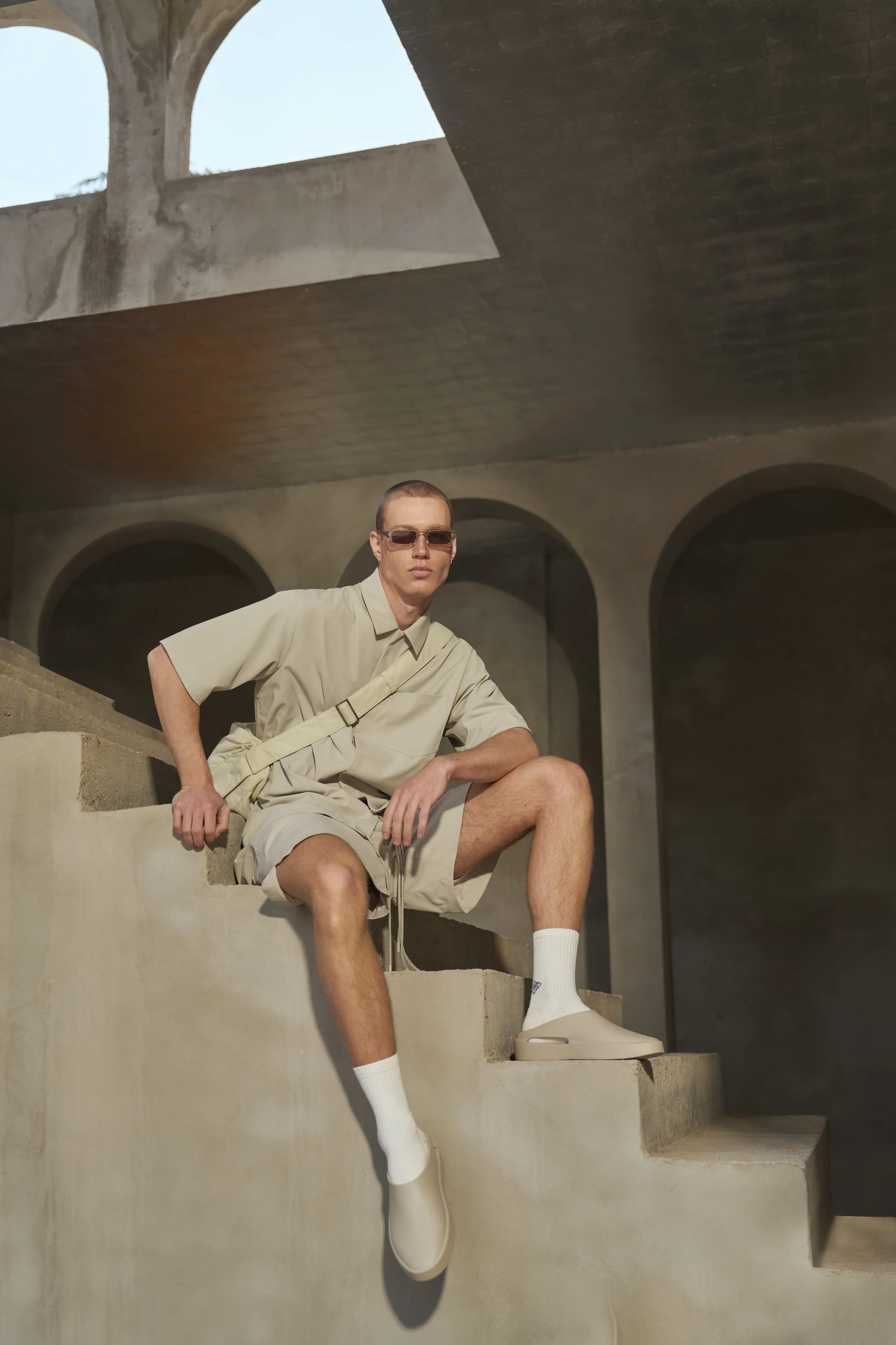 NYLON DRAWCORD SHIRT - STONE sold by The Couture Club product image thumbnail 3