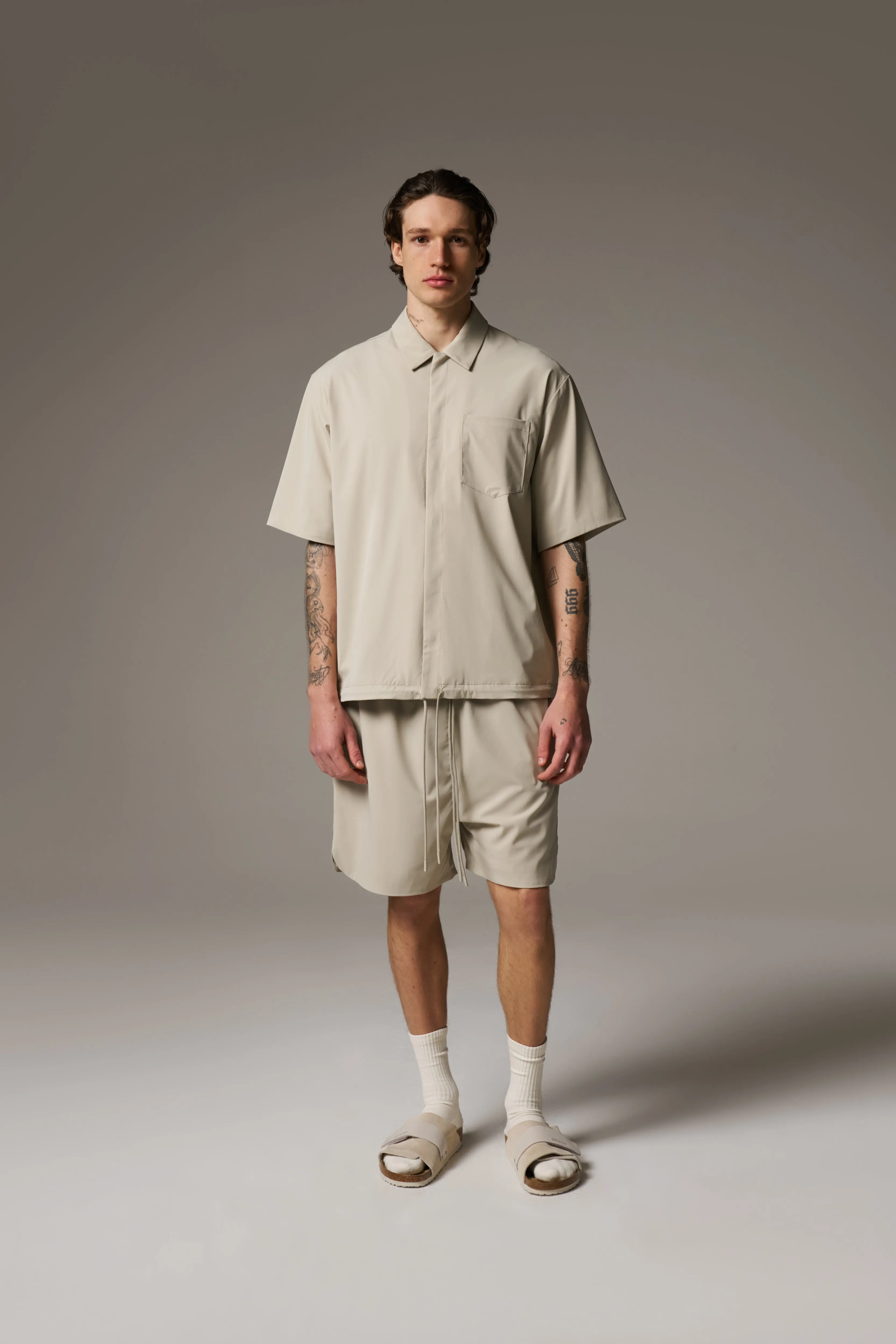 NYLON DRAWCORD SHIRT - STONE sold by The Couture Club product image thumbnail 5