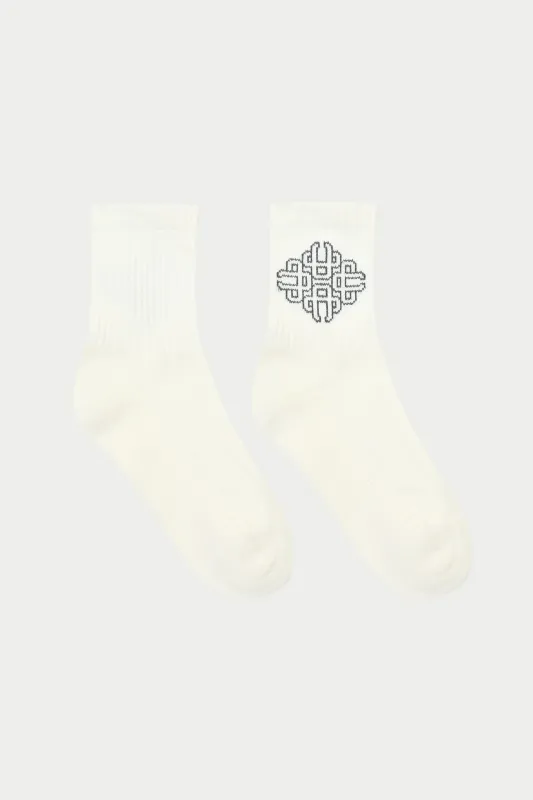 EMBLEM OUTLINE SOCKS - OFF WHITE sold by The Couture Club