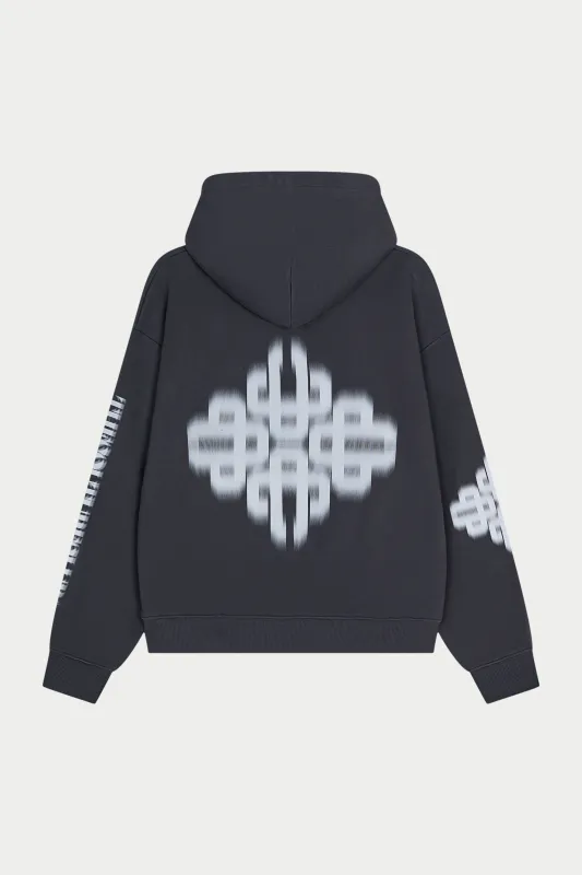 MOTION BLURRED EMBLEM HOODIE - CHARCOAL made by The Couture Club