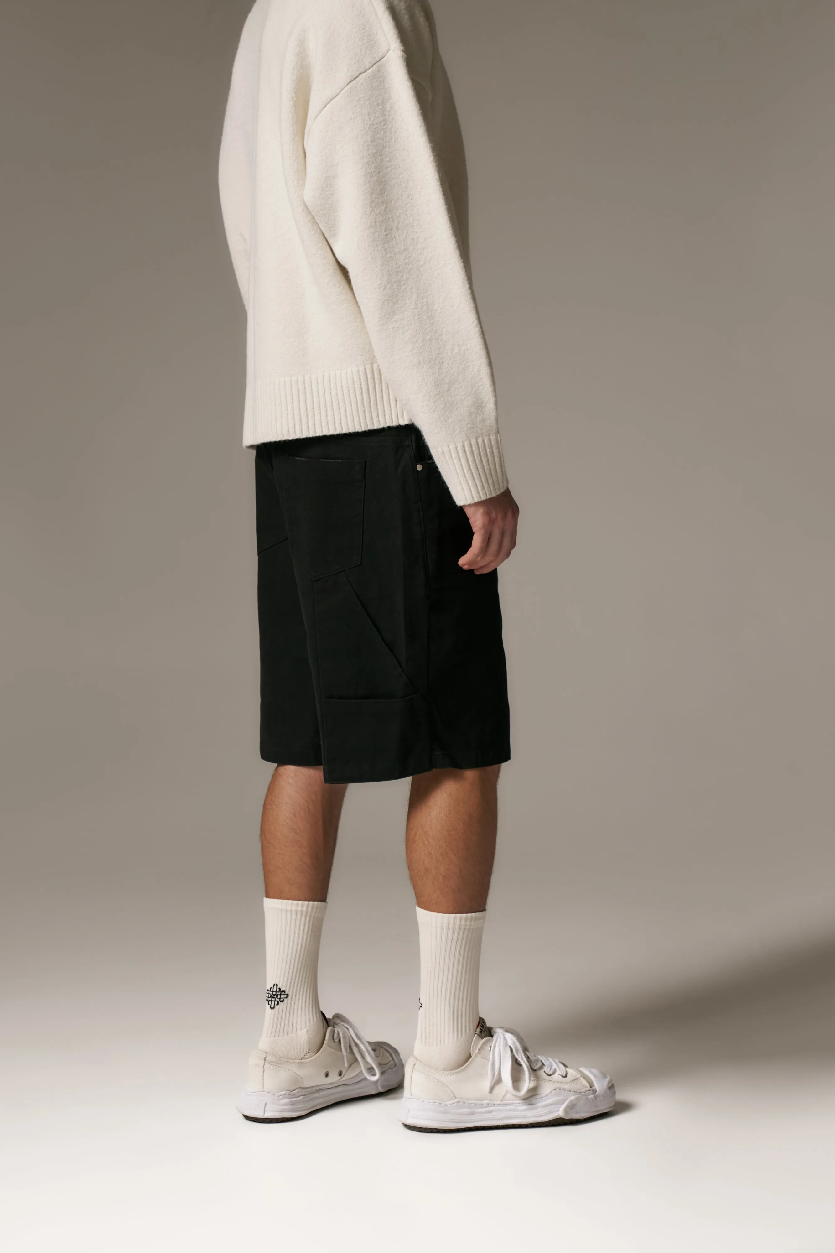 TWILL CARPENTER SHORTS - BLACK sold by The Couture Club product image thumbnail 5