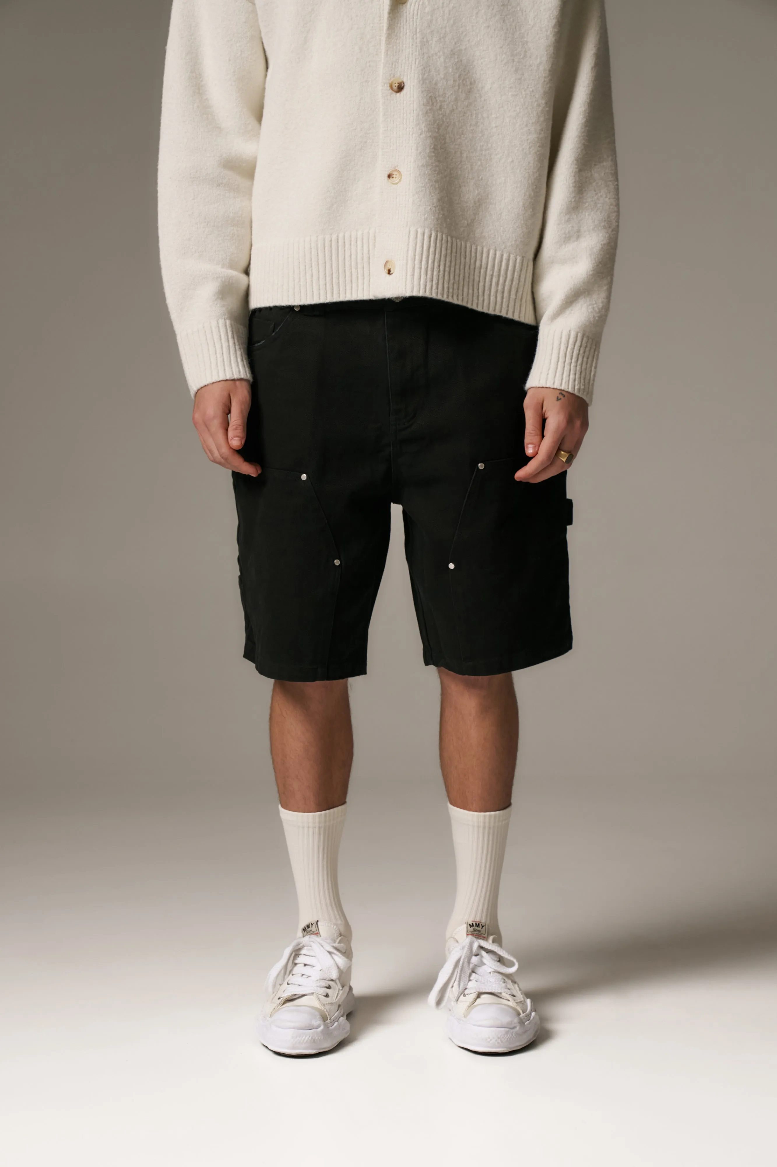 TWILL CARPENTER SHORTS - BLACK sold by The Couture Club product image thumbnail 2