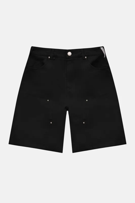 TWILL CARPENTER SHORTS - BLACK made by The Couture Club