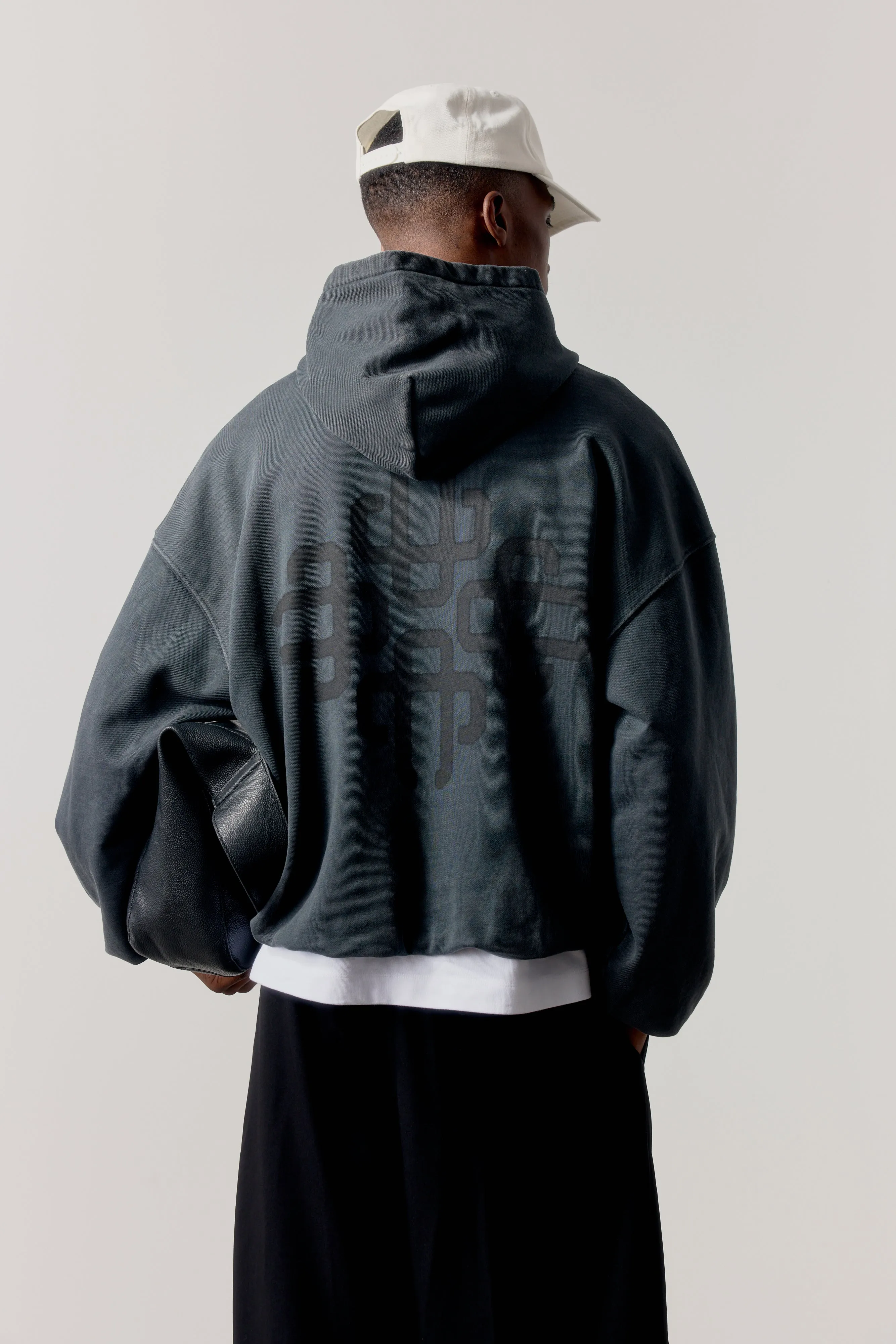 DOUBLE LAYER WASHED EMBLEM HOODIE - BLACK sold by The Couture Club product image thumbnail 2