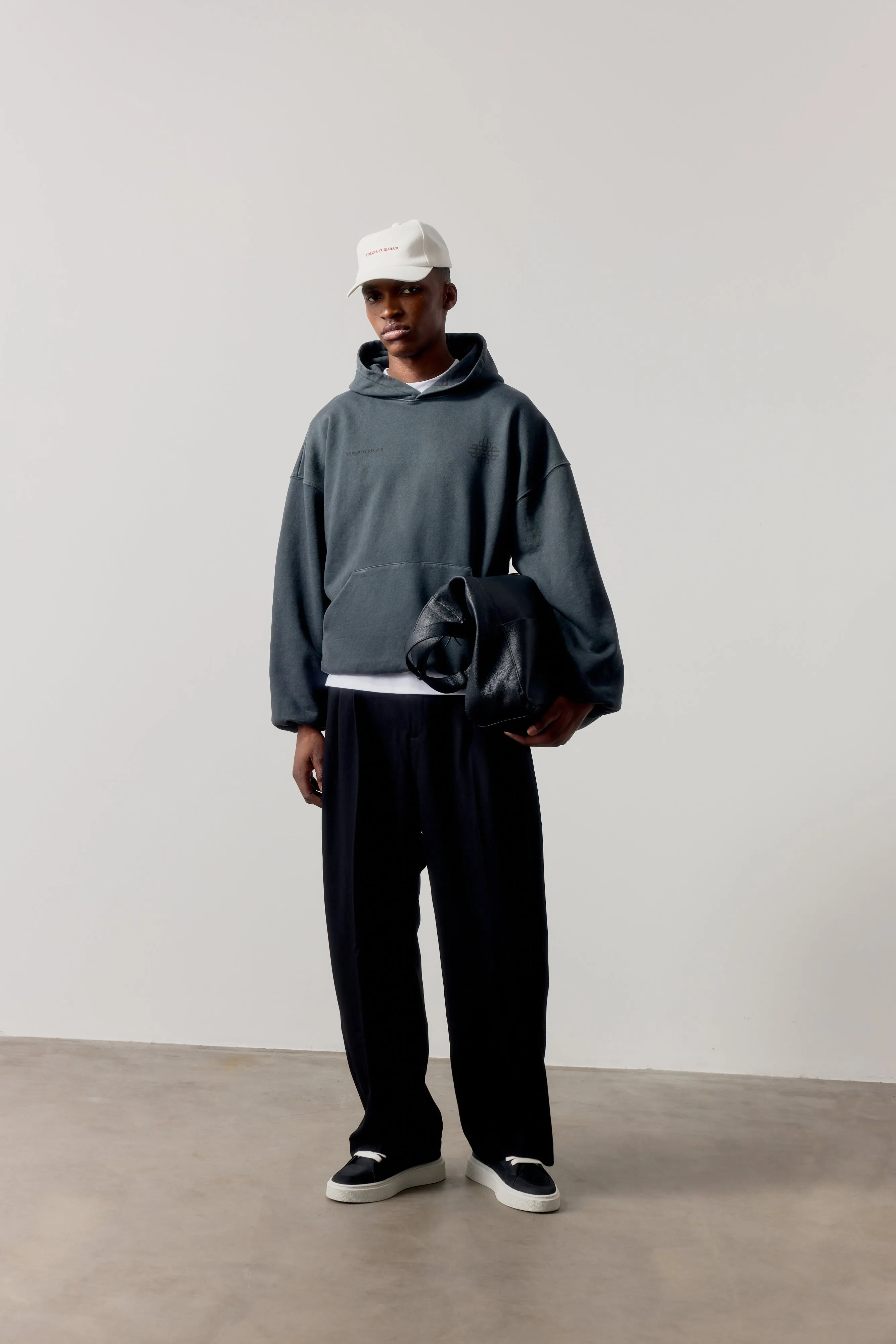 DOUBLE LAYER WASHED EMBLEM HOODIE - BLACK sold by The Couture Club product image thumbnail 4