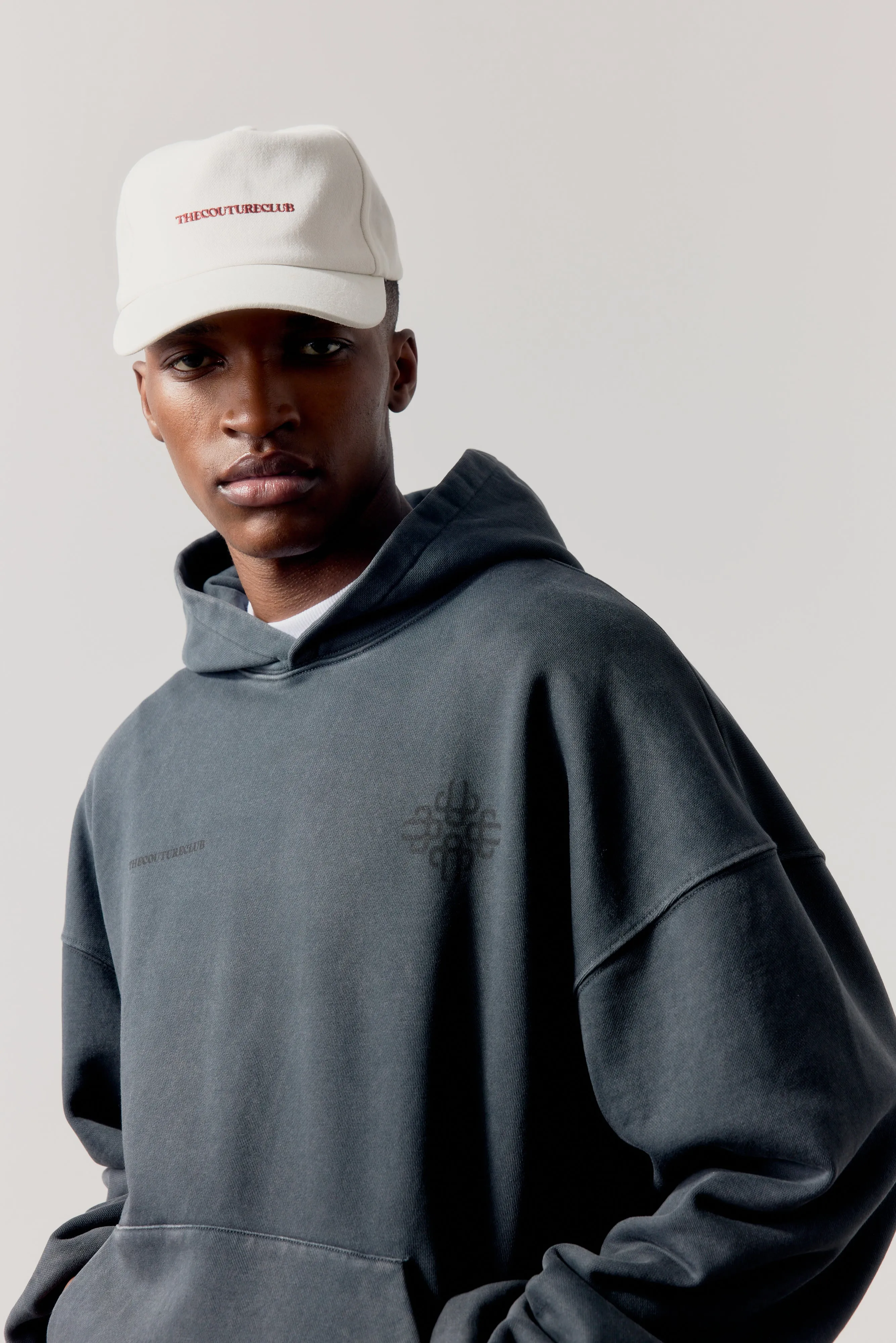 DOUBLE LAYER WASHED EMBLEM HOODIE - BLACK sold by The Couture Club product image thumbnail 5