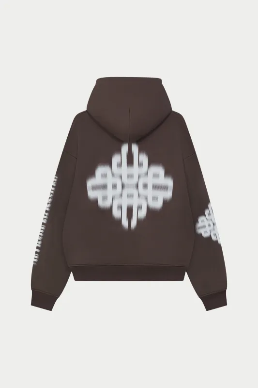 MOTION BLURRED EMBLEM HOODIE - BROWN made by The Couture Club