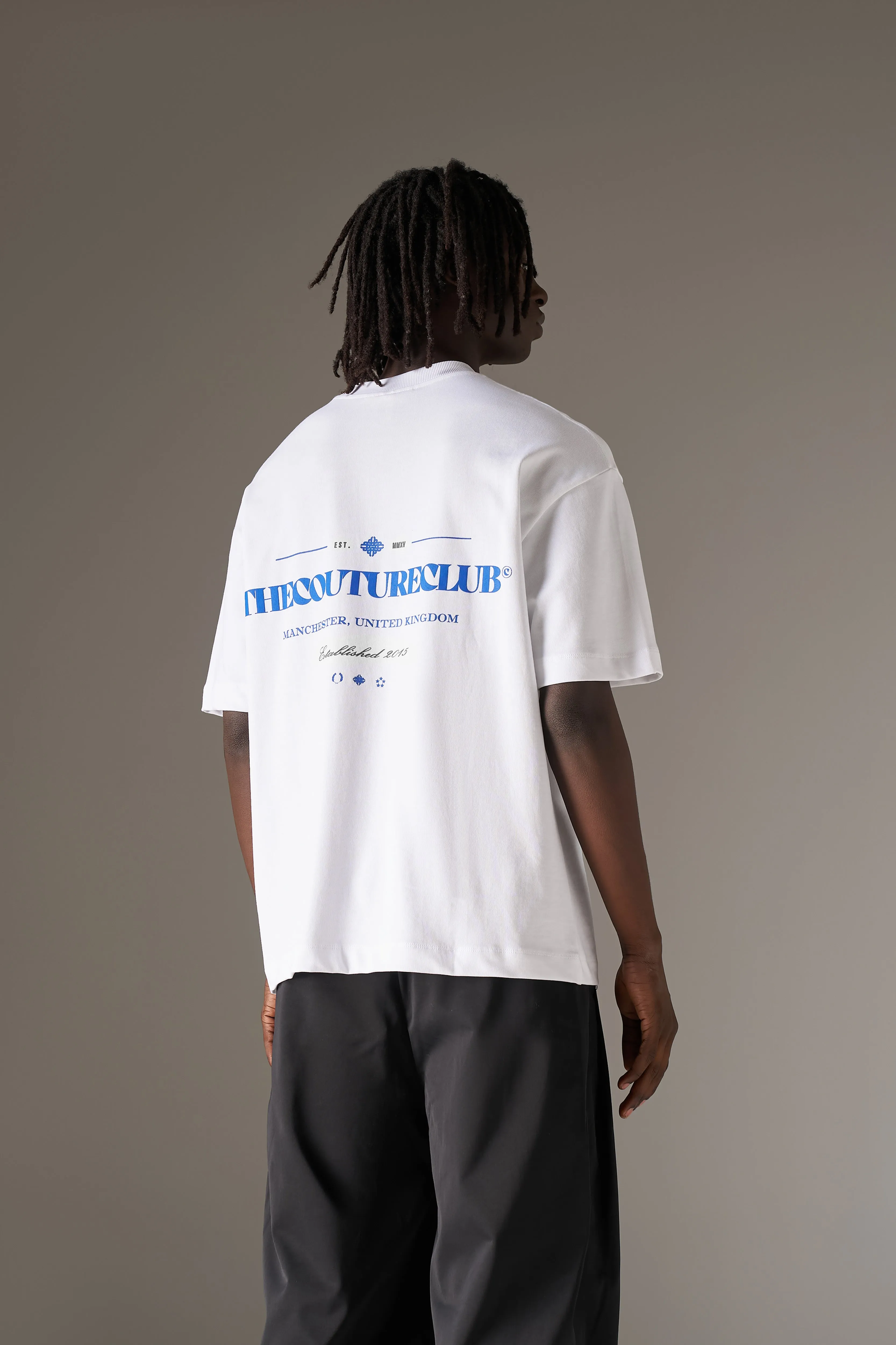 COPYRIGHT MULTI GRAPHIC T-SHIRT - WHITE BLUE sold by The Couture Club product image thumbnail 5
