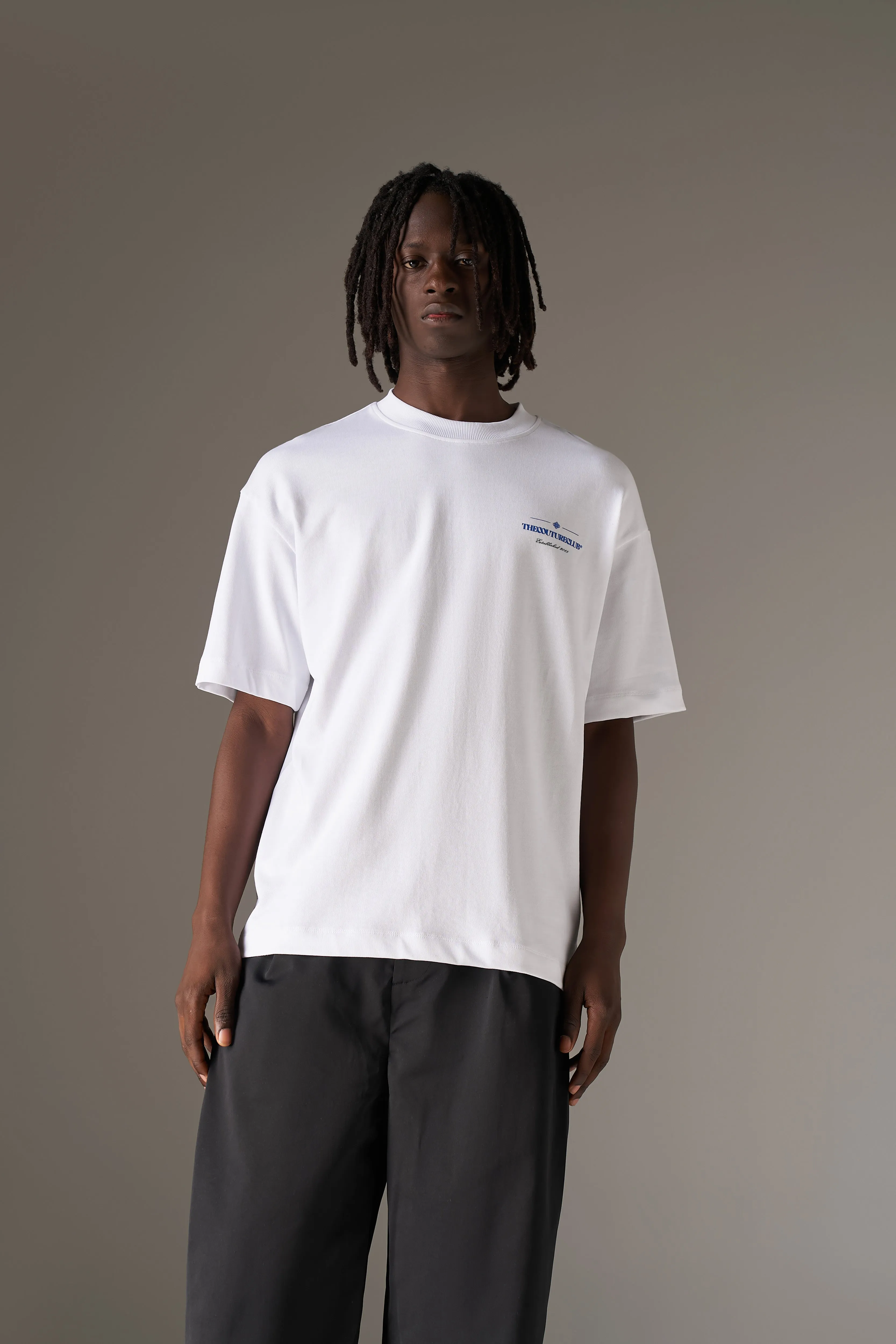 COPYRIGHT MULTI GRAPHIC T-SHIRT - WHITE BLUE sold by The Couture Club product image thumbnail 2