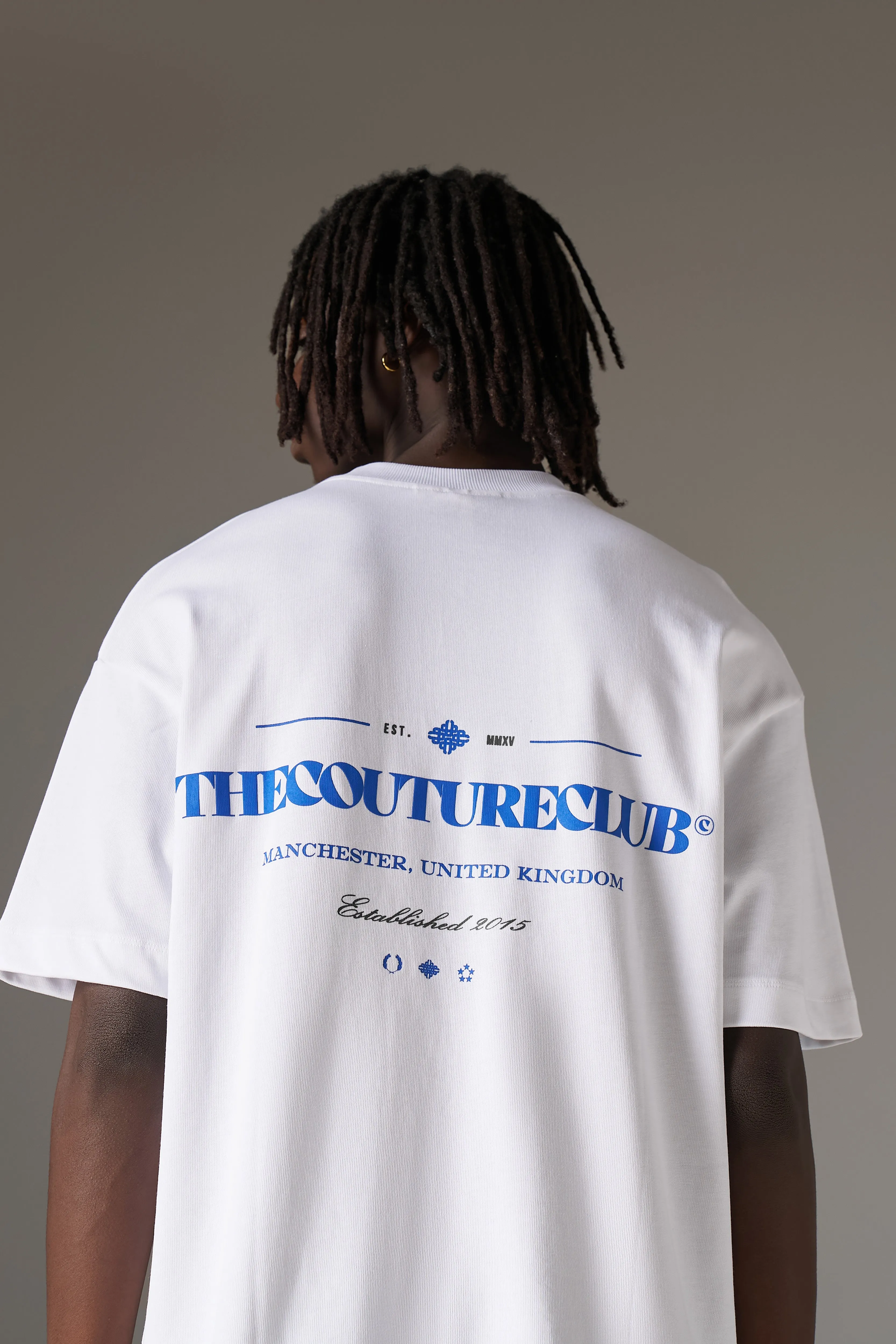 COPYRIGHT MULTI GRAPHIC T-SHIRT - WHITE BLUE sold by The Couture Club product image thumbnail 4