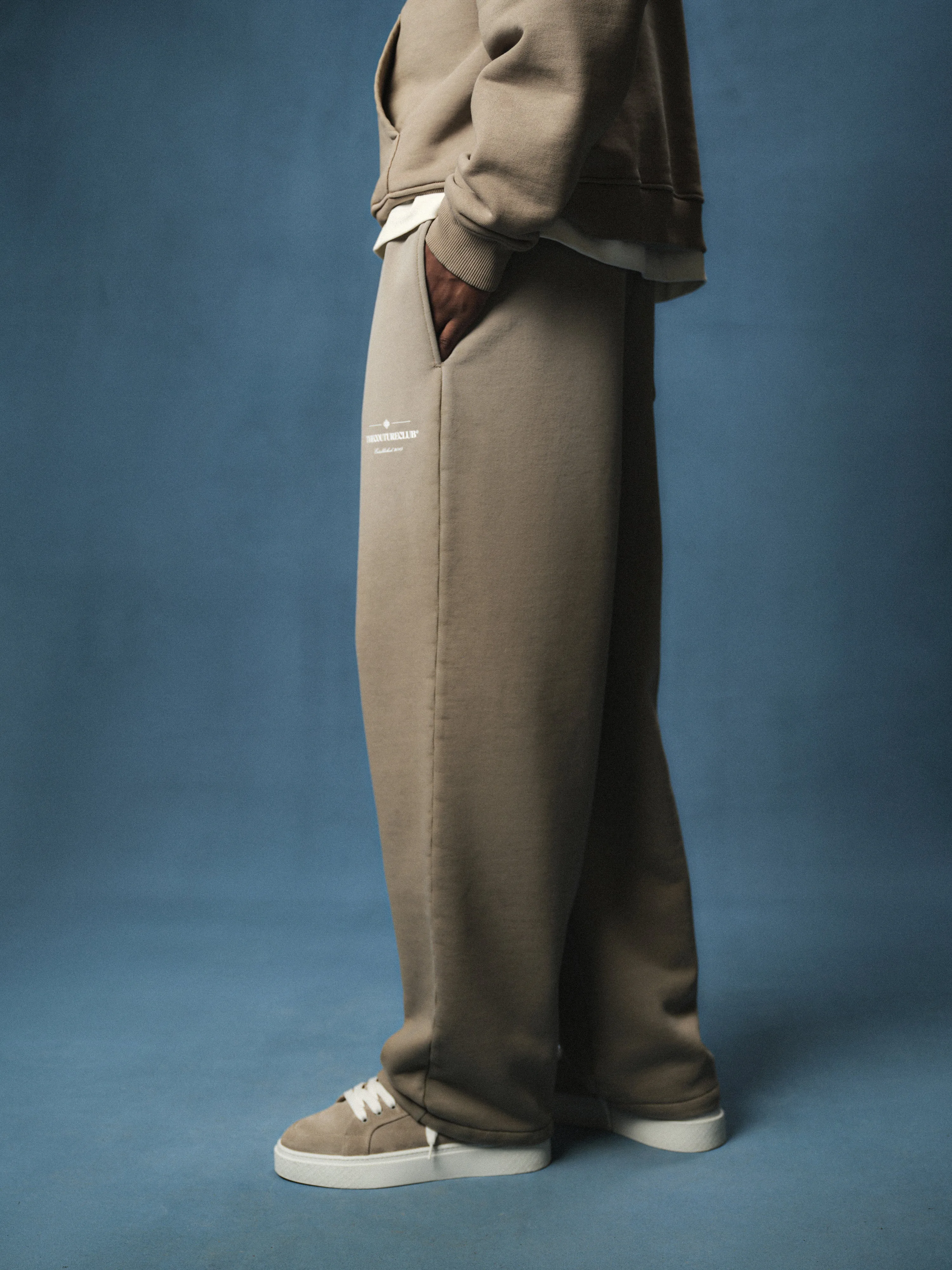 SPRAY WASH COPYRIGHT MULTI GRAPHIC JOGGERS - BEIGE sold by The Couture Club product image thumbnail 2