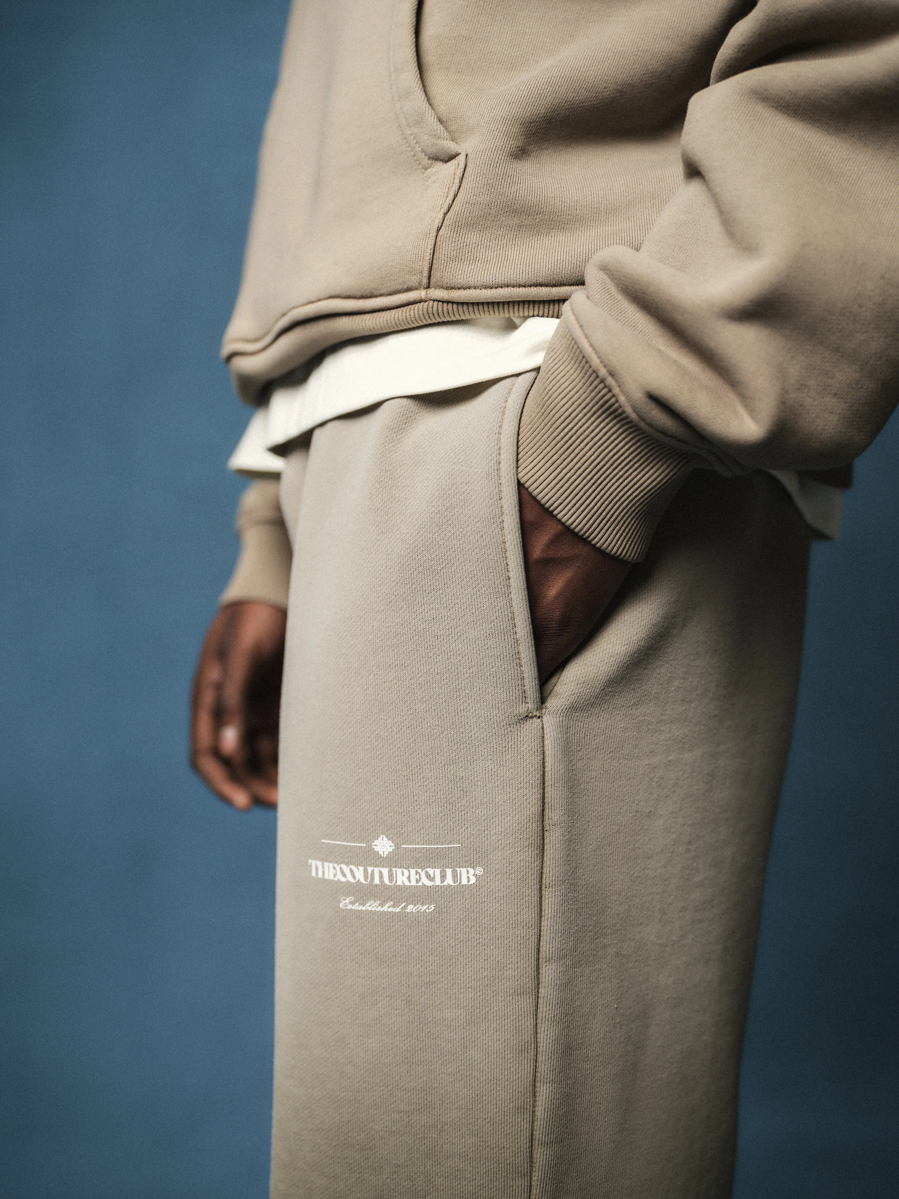 SPRAY WASH COPYRIGHT MULTI GRAPHIC JOGGERS - BEIGE sold by The Couture Club product image thumbnail 5