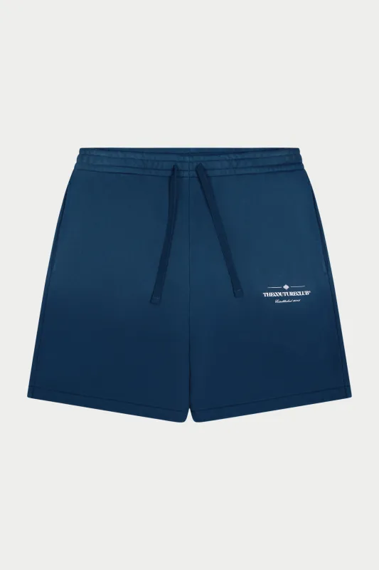 SPRAY WASH COPYRIGHT MULTI GRAPHIC SHORTS - COBALT sold by The Couture Club