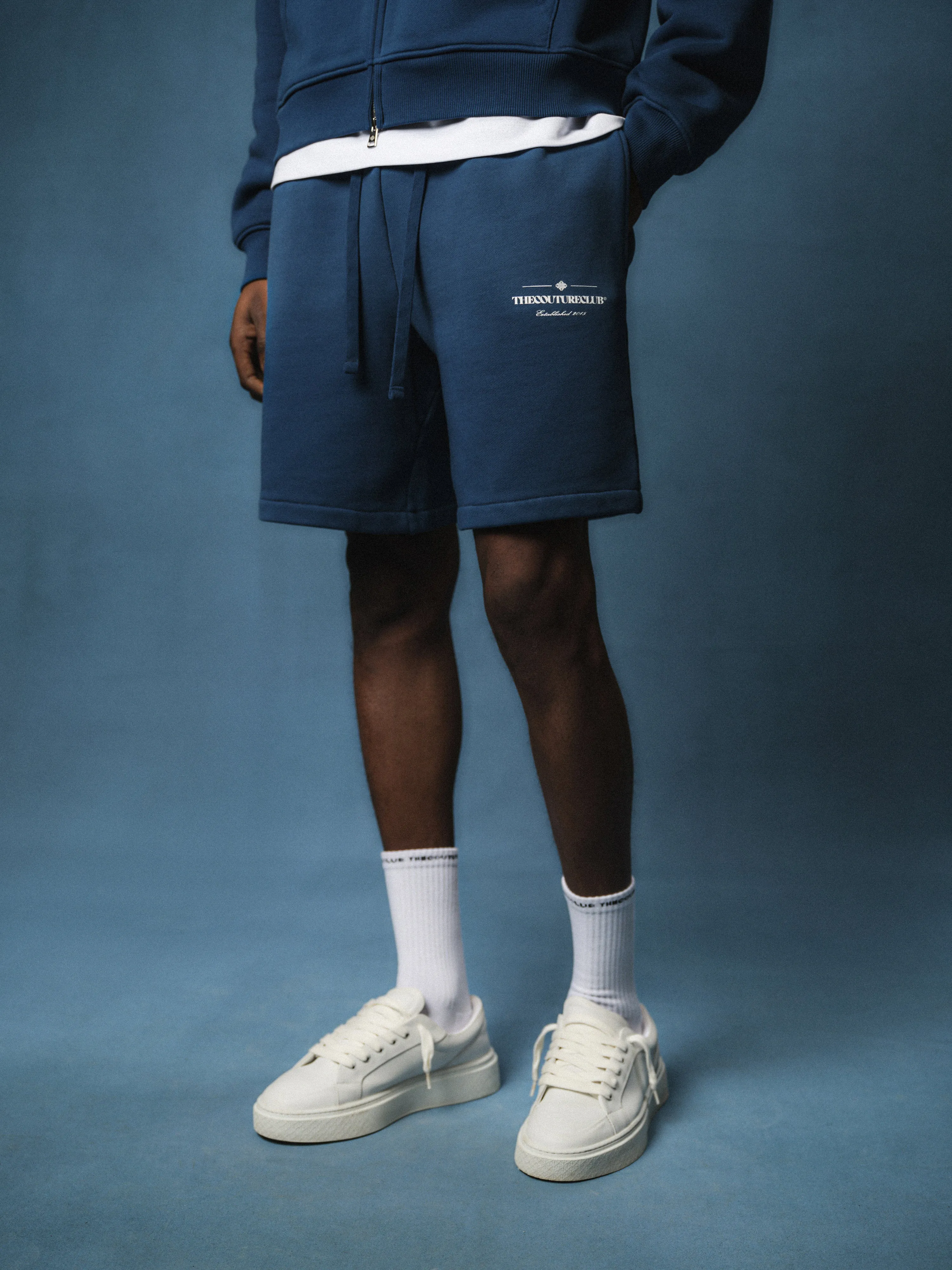 SPRAY WASH COPYRIGHT MULTI GRAPHIC SHORTS - BLUE sold by The Couture Club product image thumbnail 2