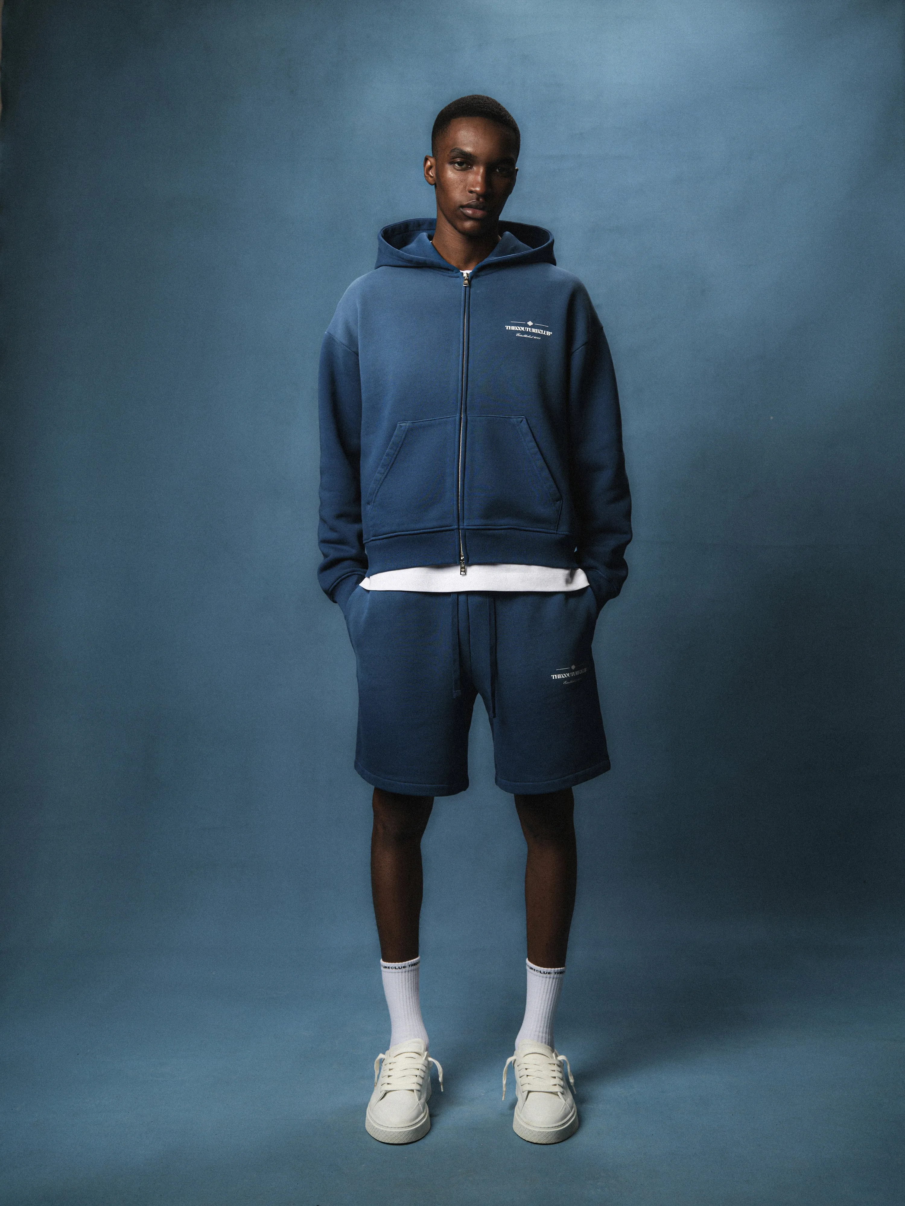 SPRAY WASH COPYRIGHT MULTI GRAPHIC SHORTS - BLUE sold by The Couture Club product image thumbnail 3