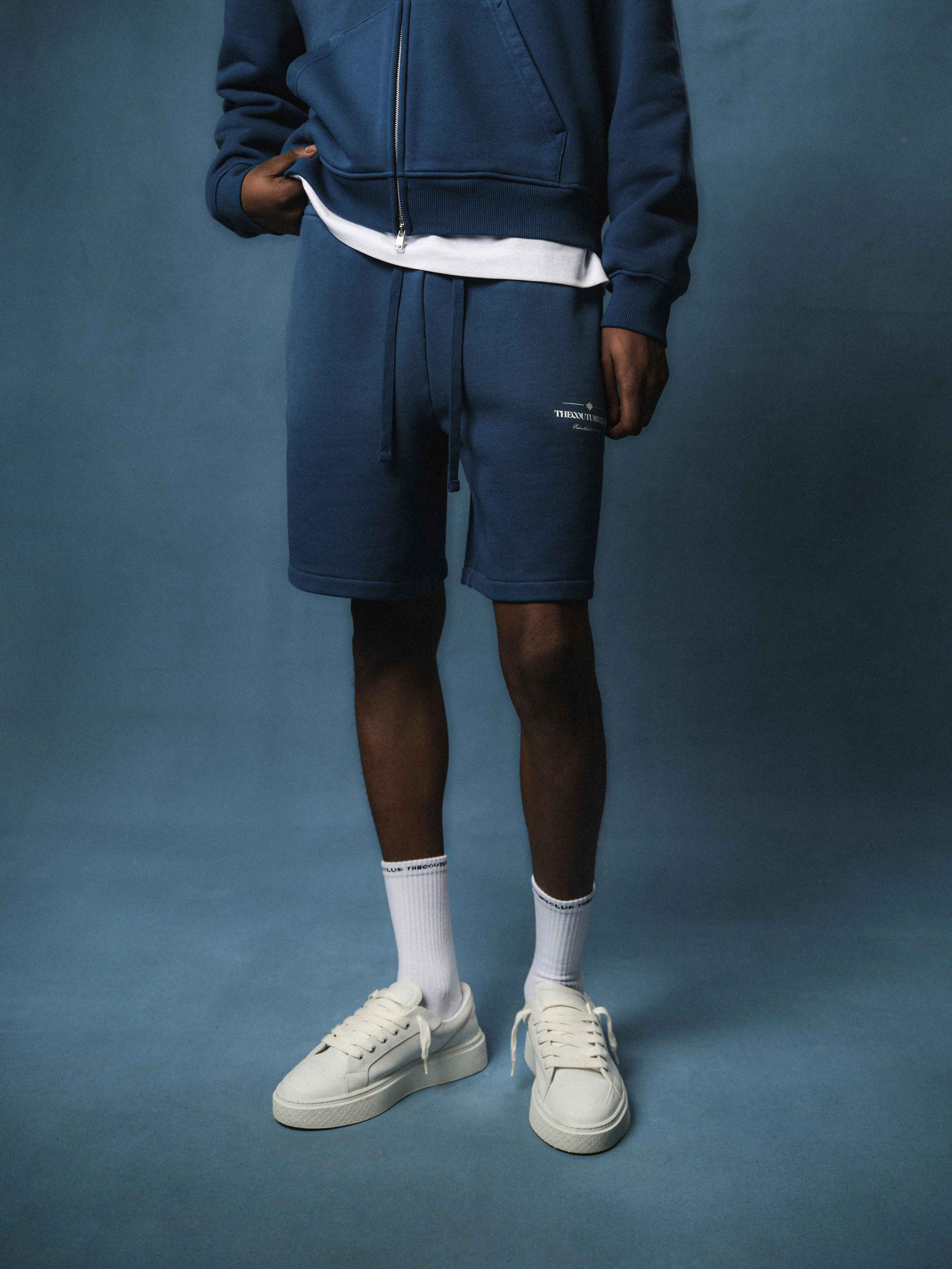 SPRAY WASH COPYRIGHT MULTI GRAPHIC SHORTS - BLUE sold by The Couture Club product image thumbnail 4