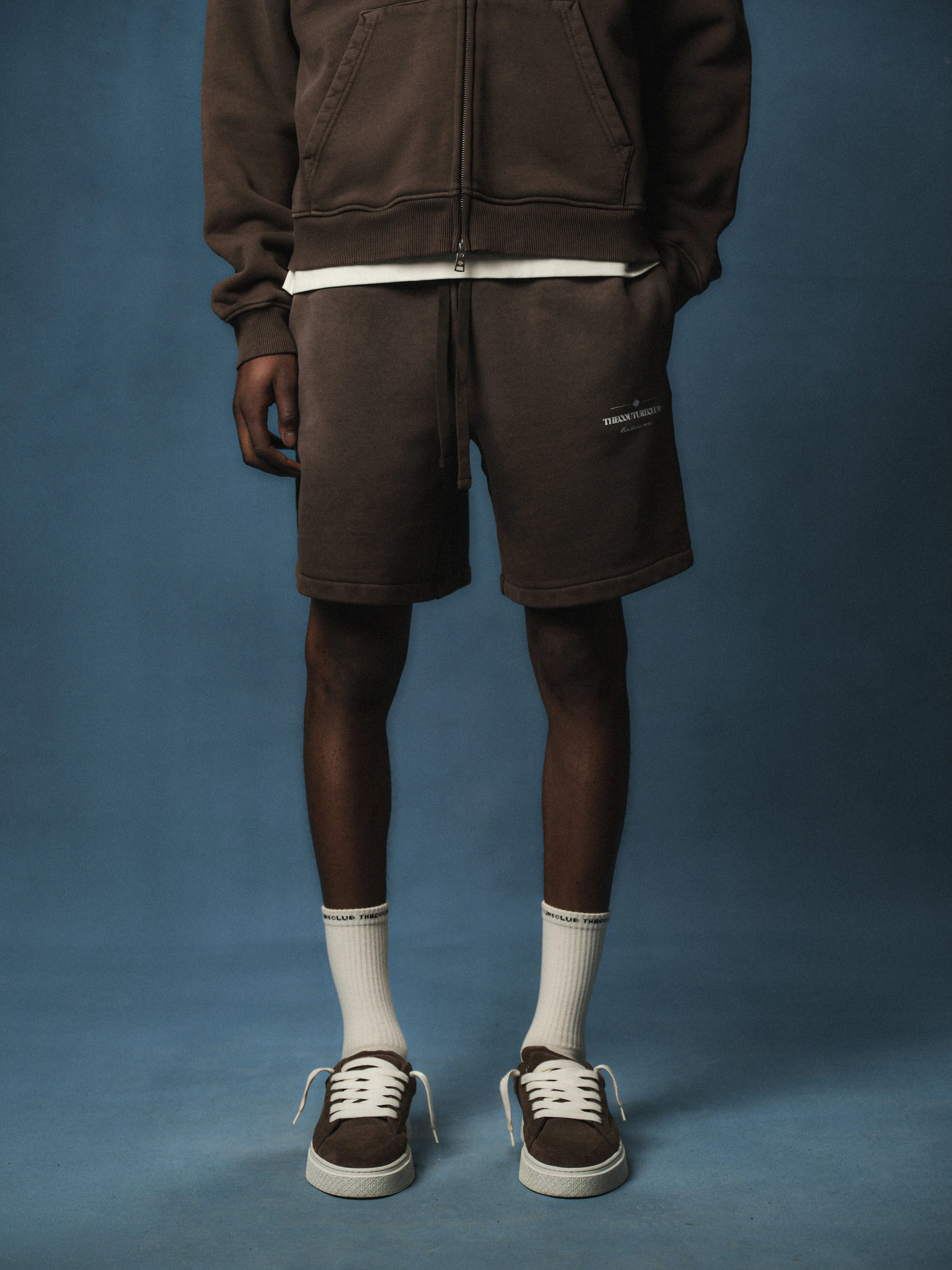 SPRAY WASH COPYRIGHT MULTI GRAPHIC SHORTS - BROWN sold by The Couture Club product image thumbnail 4