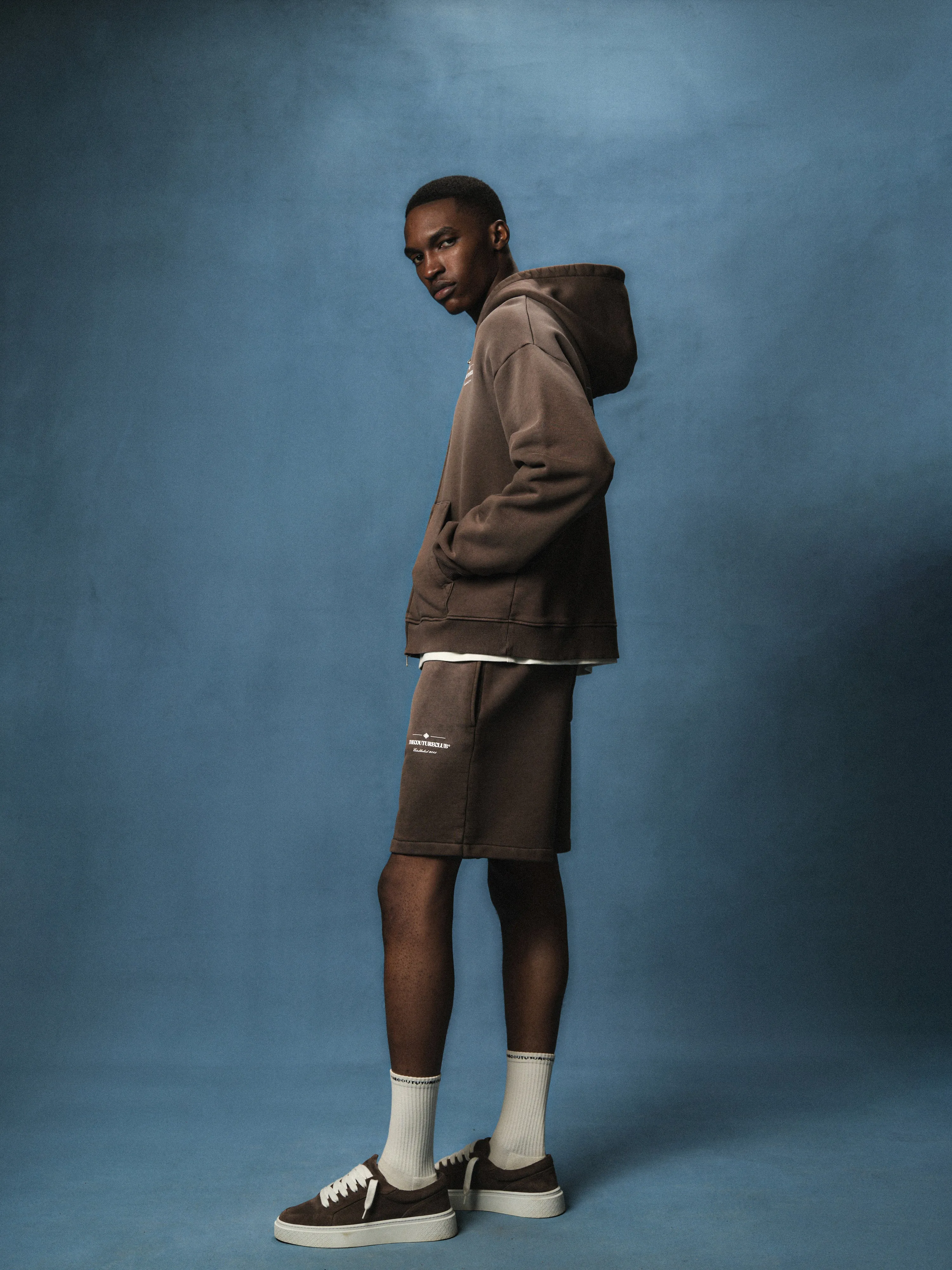 SPRAY WASH COPYRIGHT MULTI GRAPHIC SHORTS - BROWN sold by The Couture Club product image thumbnail 3