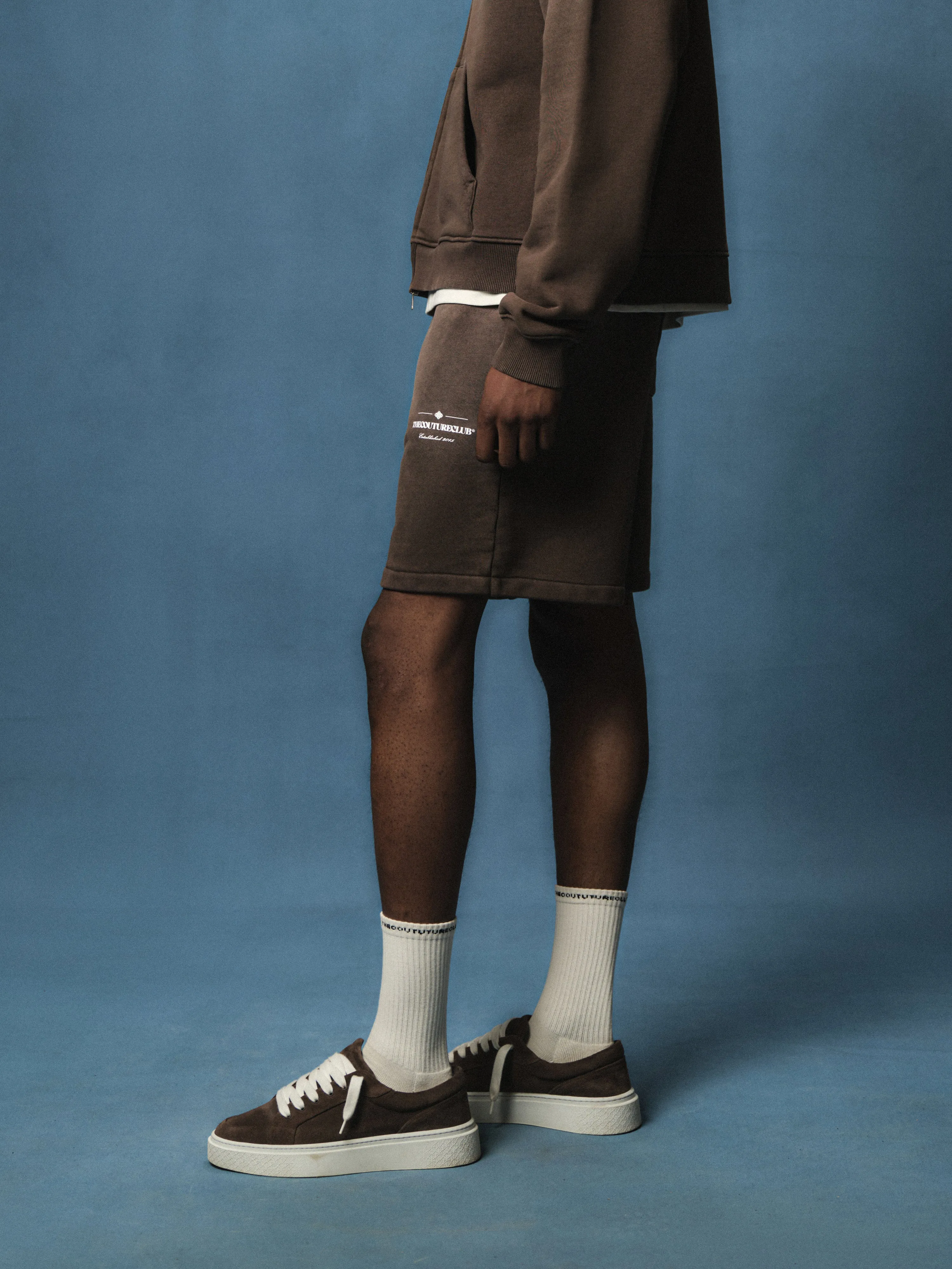 SPRAY WASH COPYRIGHT MULTI GRAPHIC SHORTS - BROWN sold by The Couture Club product image thumbnail 2