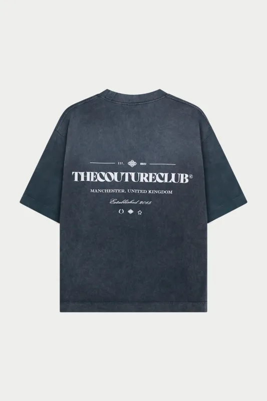 SPRAY WASH COPYRIGHT MULTI GRAPHIC T-SHIRT - BLACK made by The Couture Club