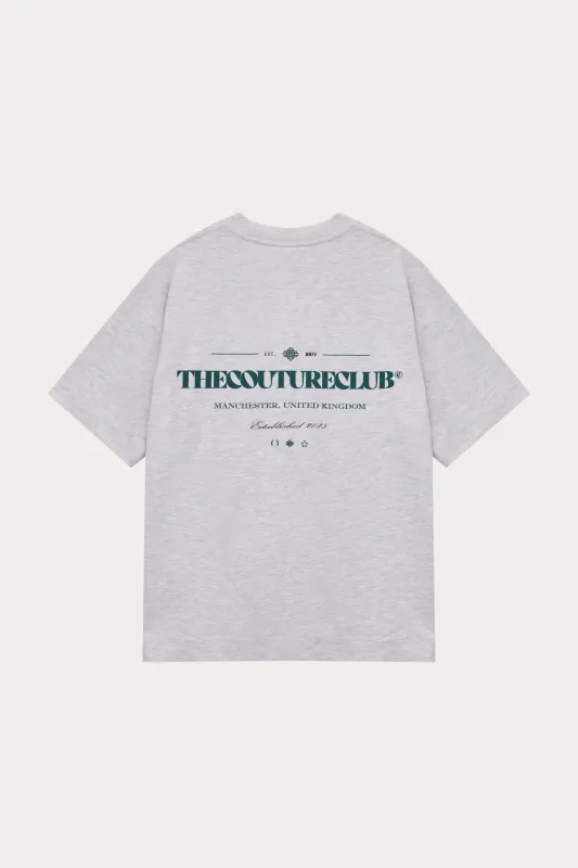 COPYRIGHT MULTI GRAPHIC T-SHIRT - GREY MARL made by The Couture Club