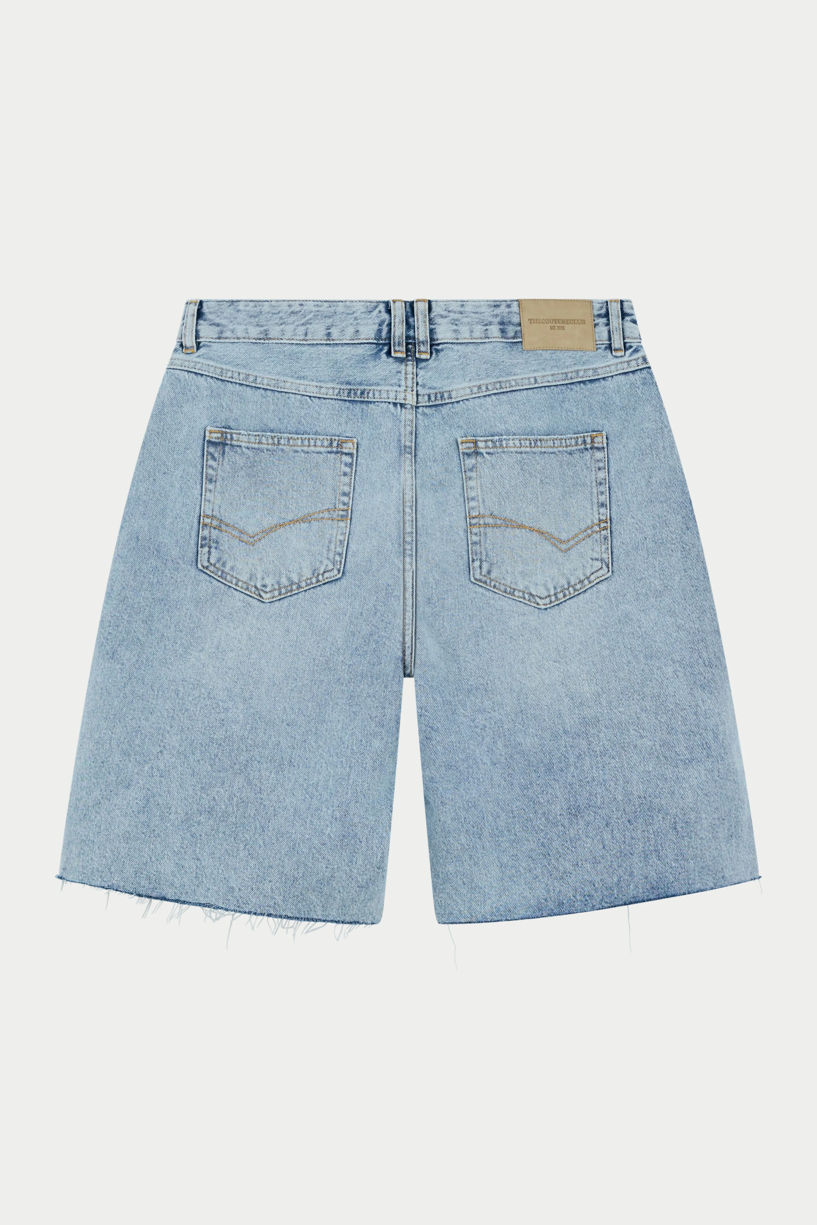 DENIM RAW EDGE SHORTS - MID STONE WASH sold by The Couture Club product image thumbnail 2