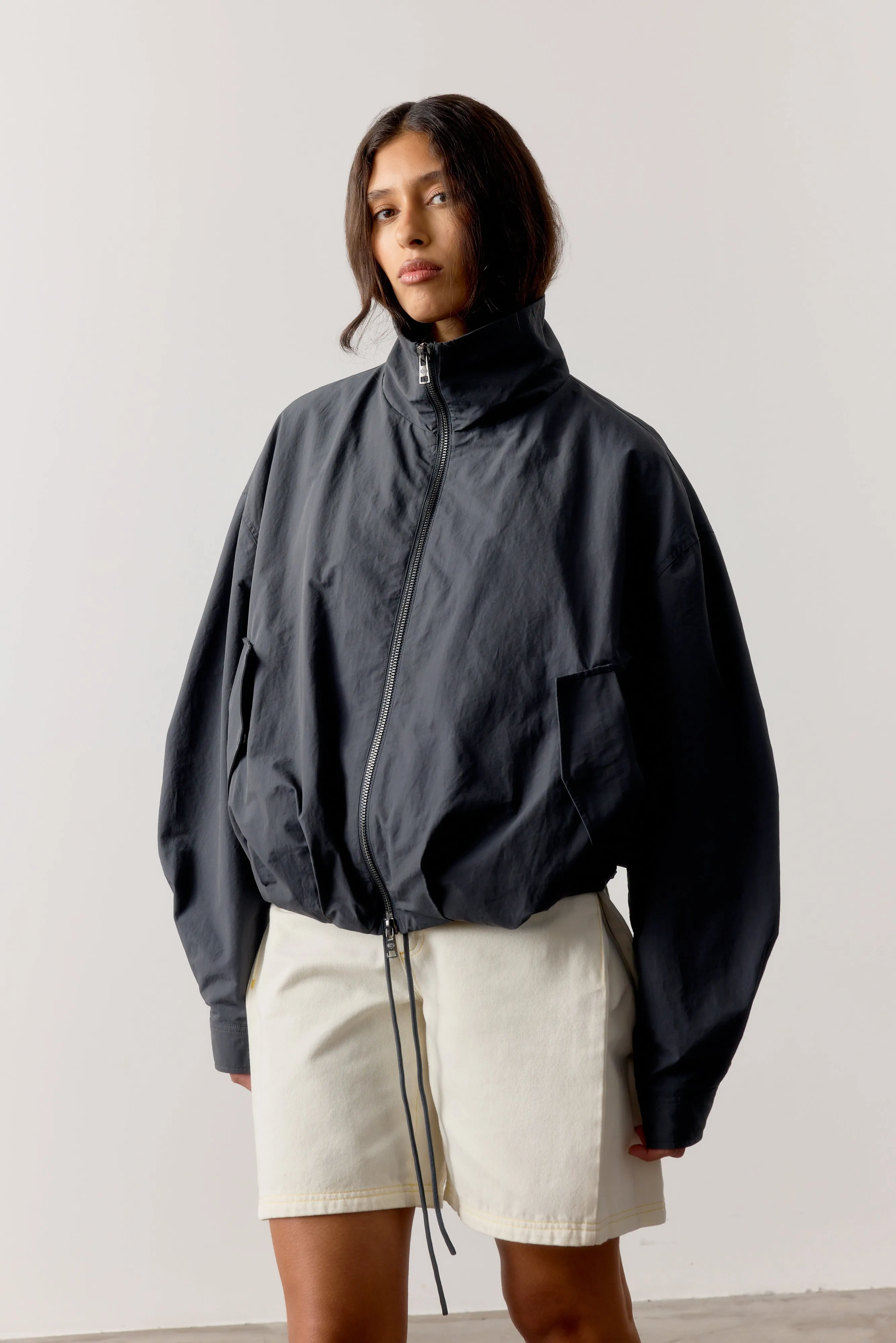 TECHNICAL FUNNEL NECK JACKET - CHARCOAL sold by The Couture Club product image thumbnail 2