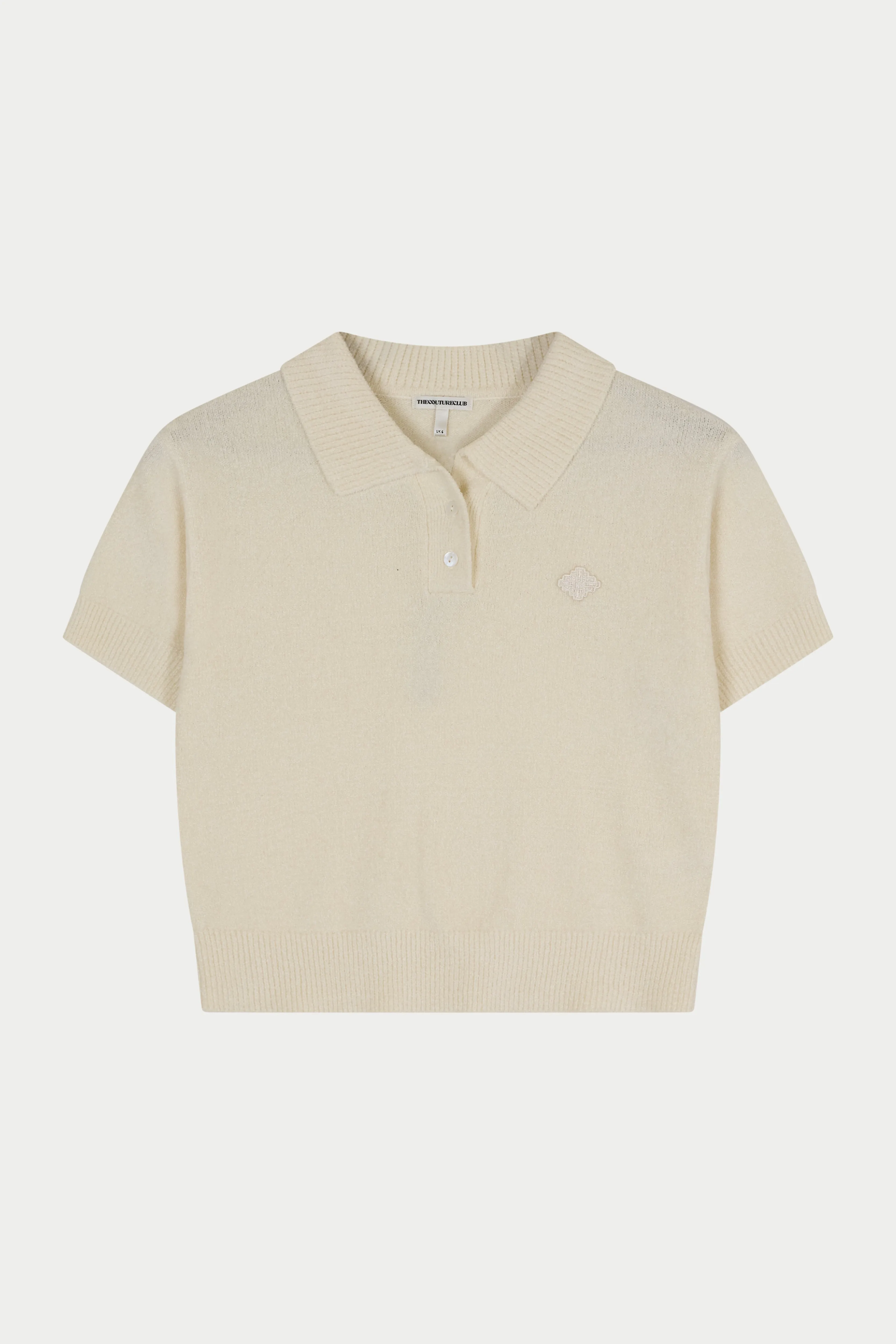 TOWELLING OPEN COLLAR T-SHIRT - WHITE sold by The Couture Club product image thumbnail 2