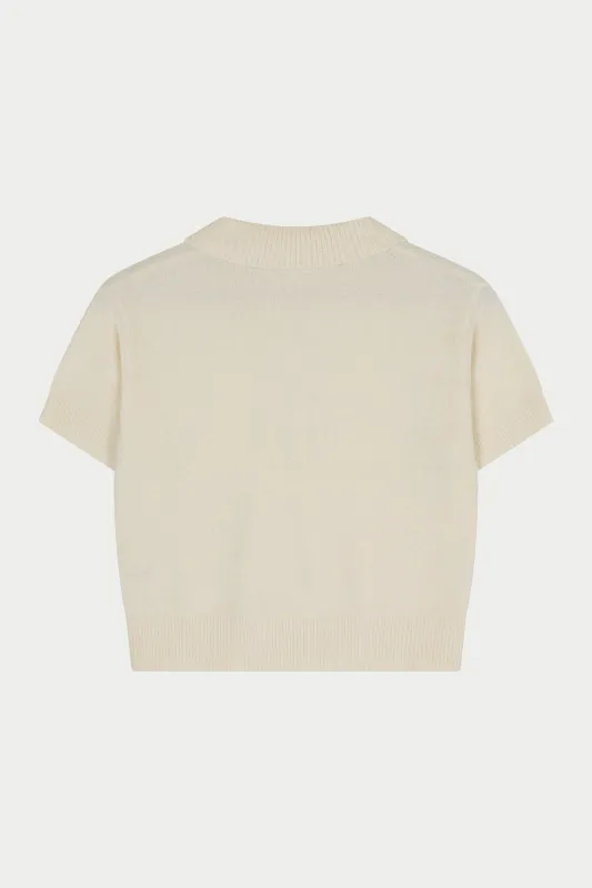 TOWELLING OPEN COLLAR T-SHIRT - WHITE made by The Couture Club
