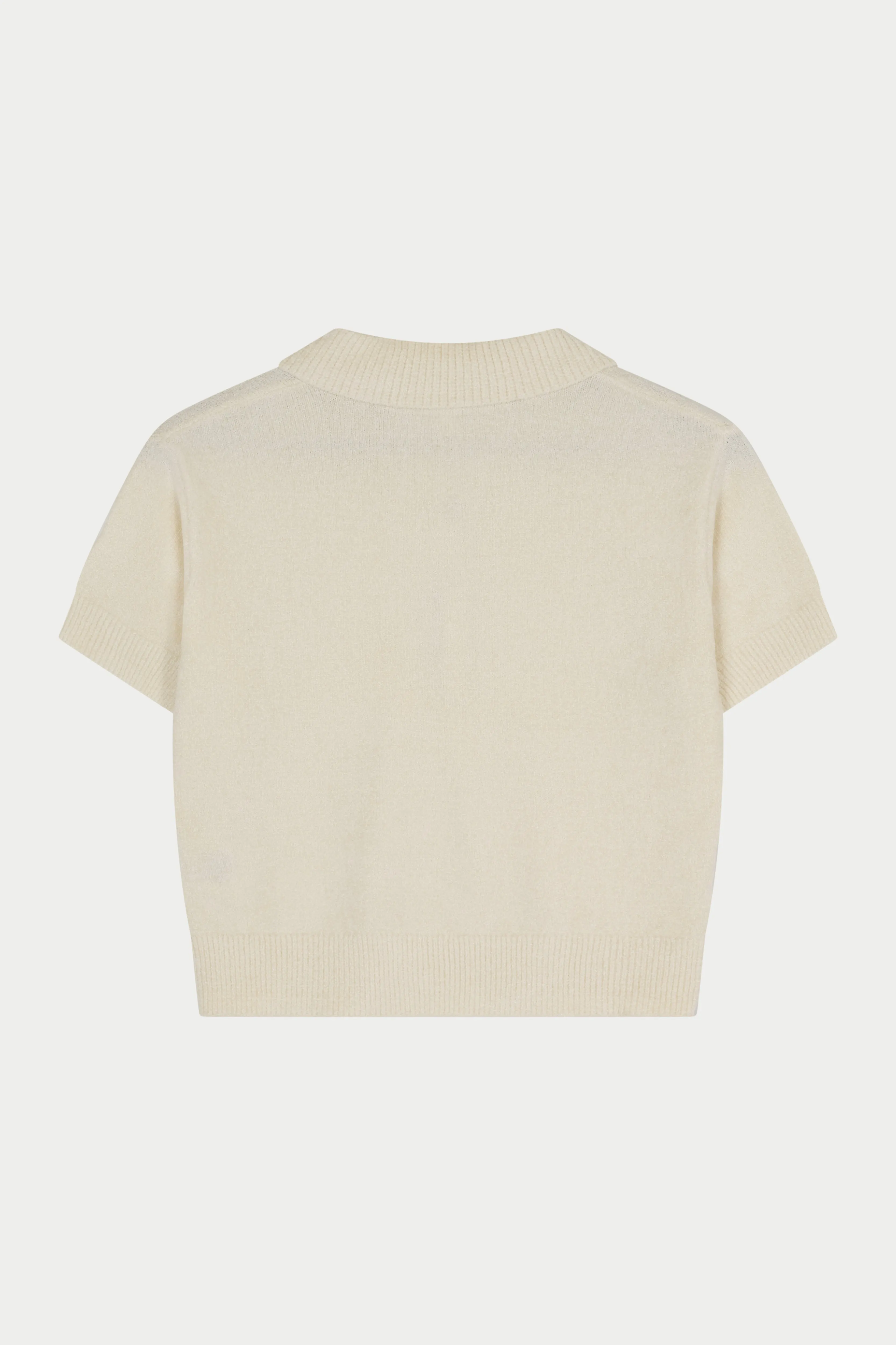 TOWELLING OPEN COLLAR T-SHIRT - WHITE sold by The Couture Club