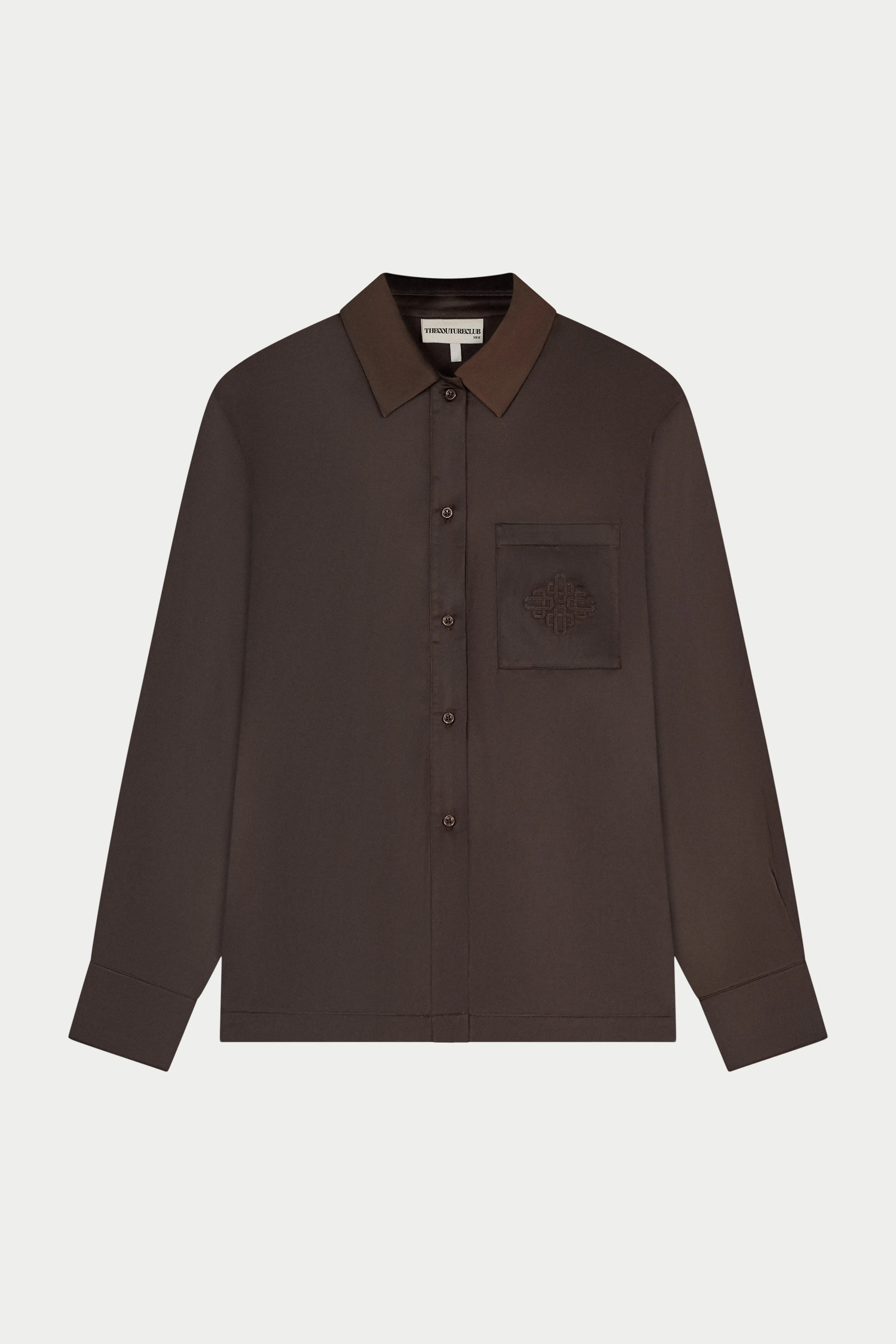 TIE BACK SATIN SHIRT - CHOCOLATE sold by The Couture Club product image thumbnail 2
