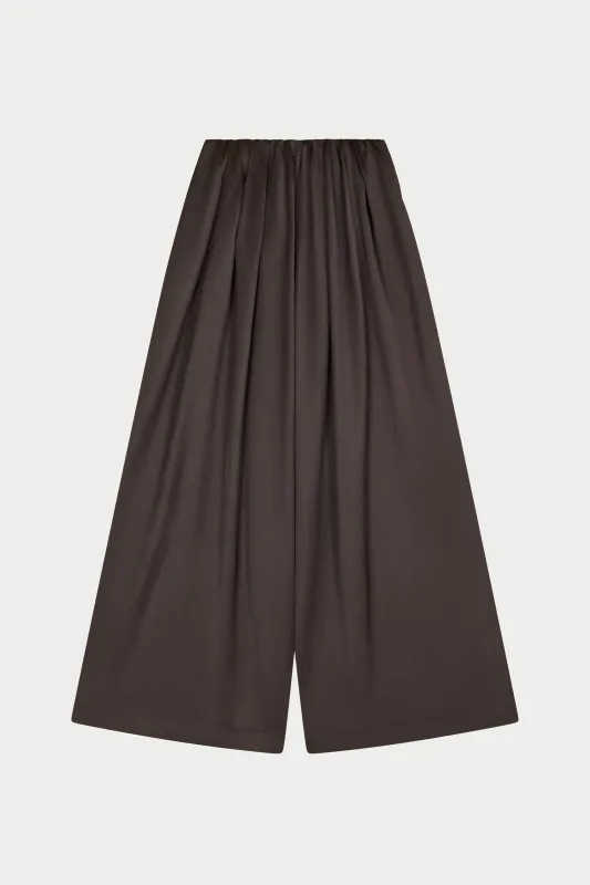 SATIN WIDE LEG TROUSERS - CHOCOLATE made by The Couture Club