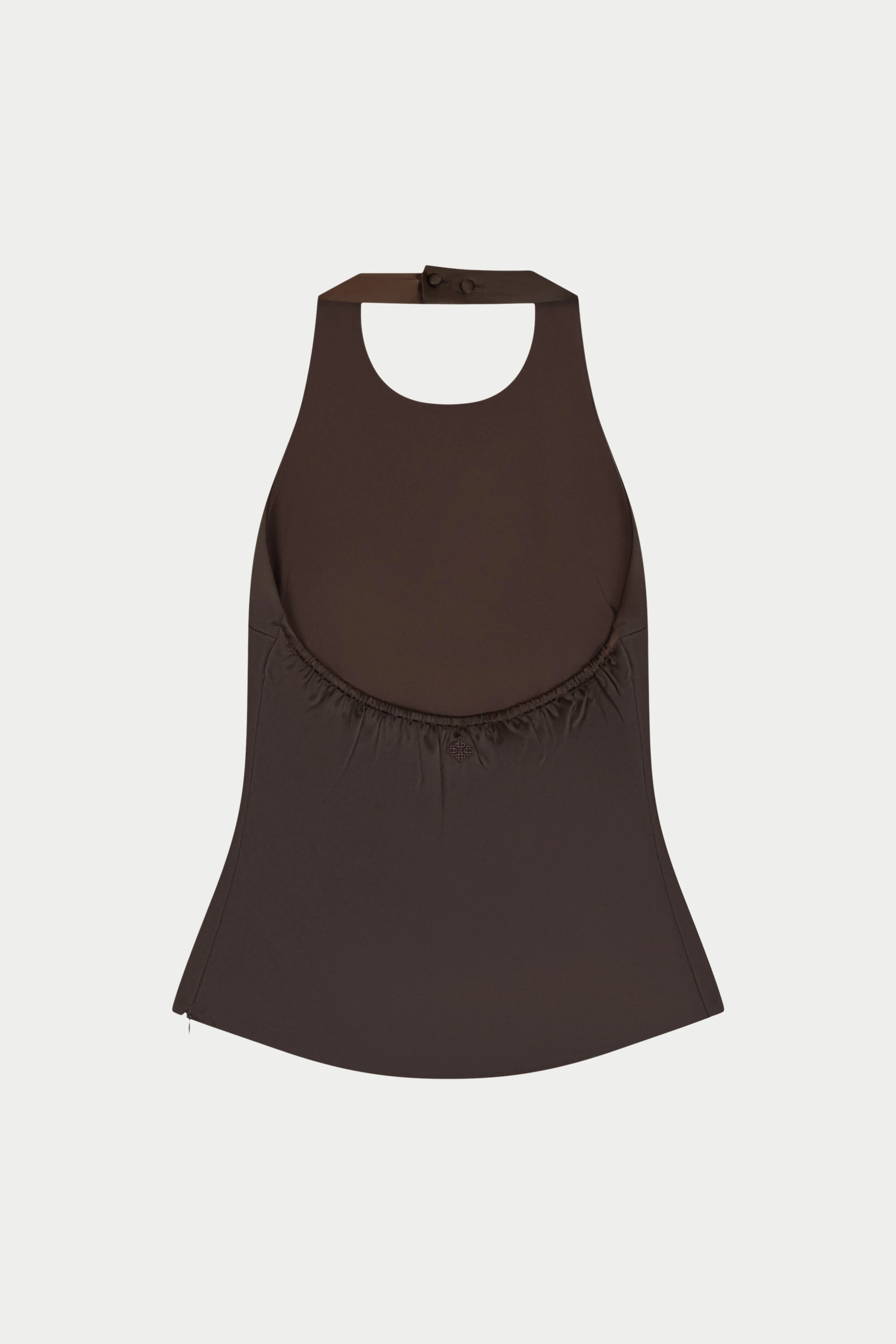 SATIN HIGH NECK TOP - CHOCOLATE sold by The Couture Club