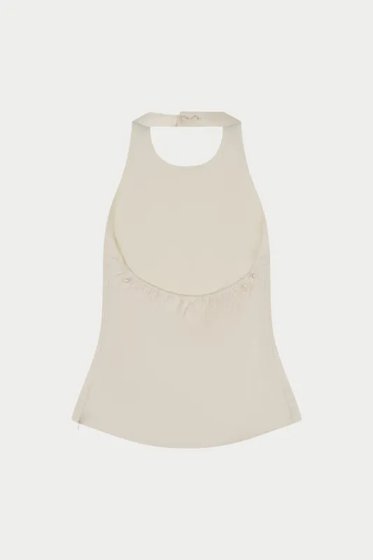 SATIN HIGH NECK TOP - IVORY made by The Couture Club
