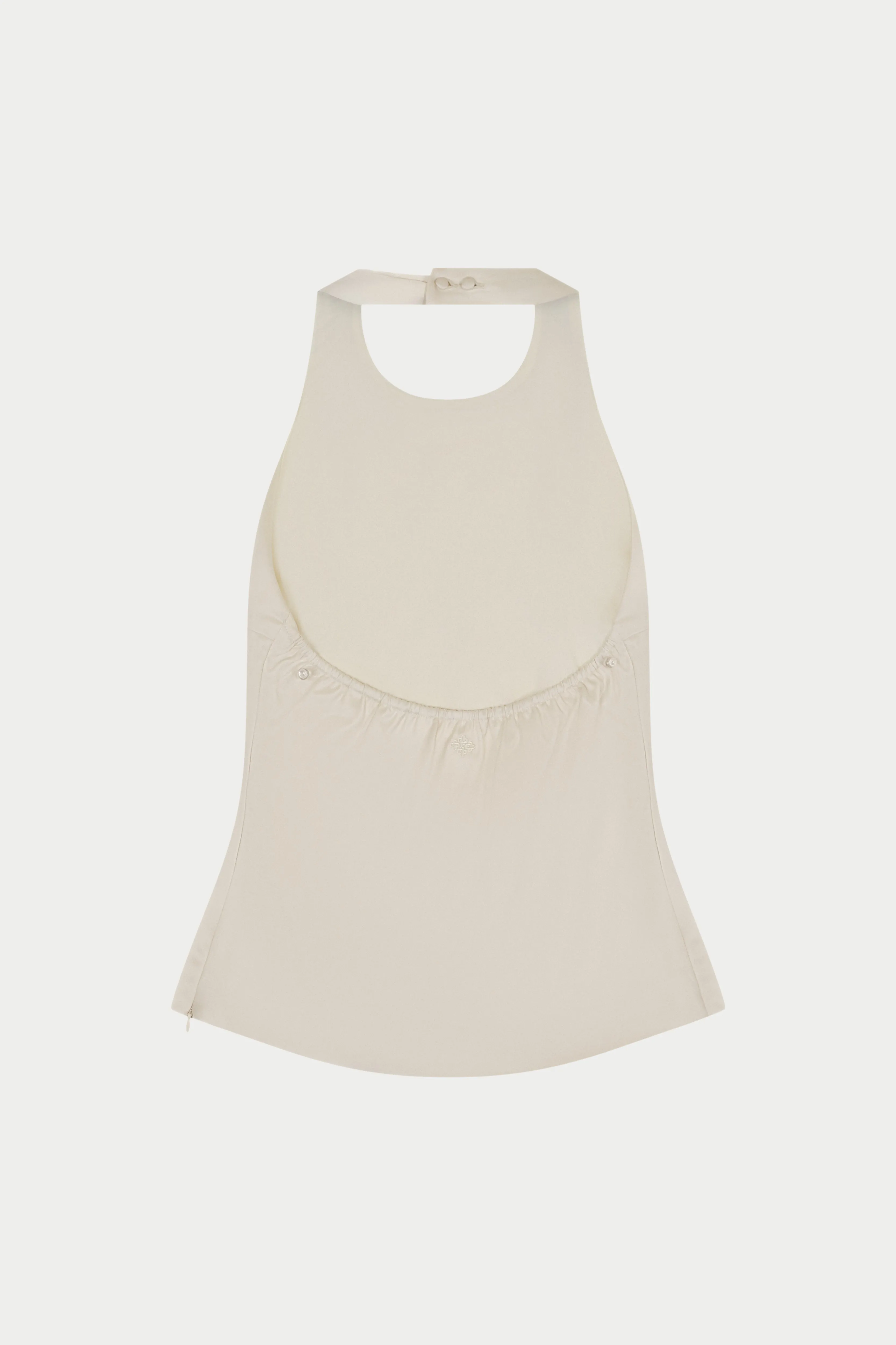 SATIN HIGH NECK TOP - IVORY sold by The Couture Club