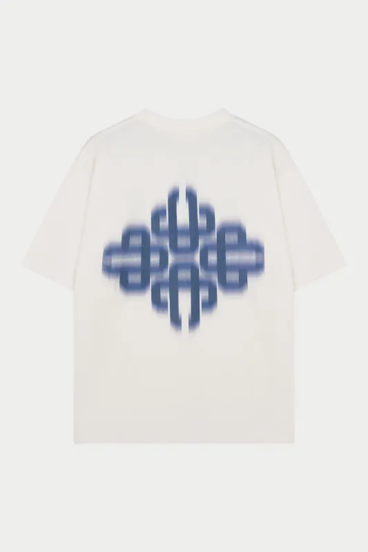 MOTION BLURRED EMBLEM T-SHIRT - OFF WHITE NAVY made by The Couture Club