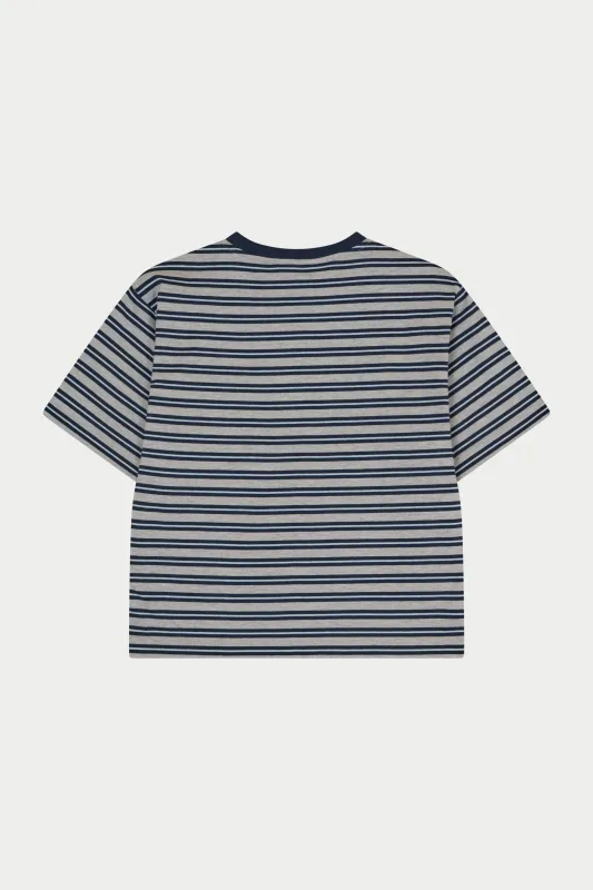 STRIPE POCKET SHORT SLEEVE T-SHIRT - NAVY made by The Couture Club