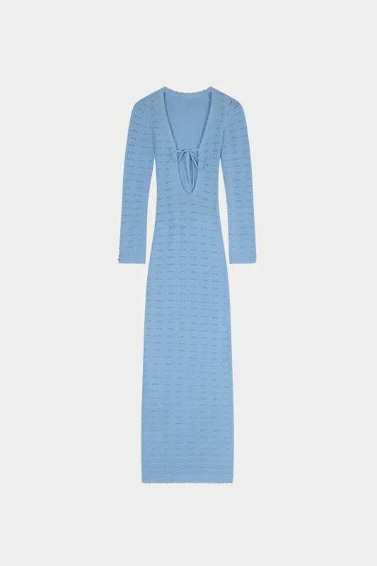 CROCHET KNIT TWO WAY MAXI DRESS - POWDER BLUE made by The Couture Club